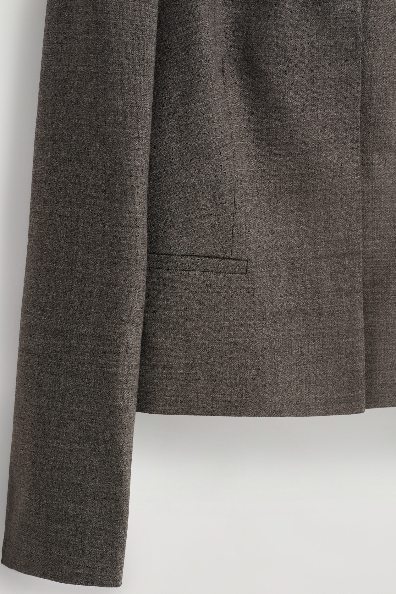 SLIM WAISTED WOOL BLAZER — STONE MÉLANGE