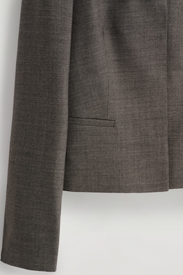 SLIM WAISTED WOOL BLAZER — STONE MÉLANGE 1