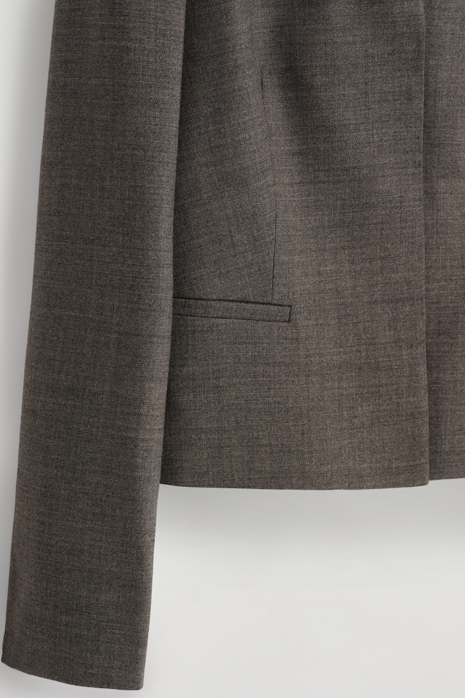SLIM WAISTED WOOL BLAZER — STONE MÉLANGE