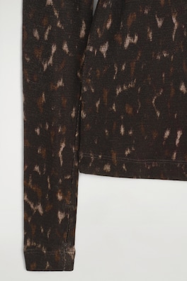 MERINO WOOL TURTLENECK TOP — BROWN / LEOPARD PRINT 7