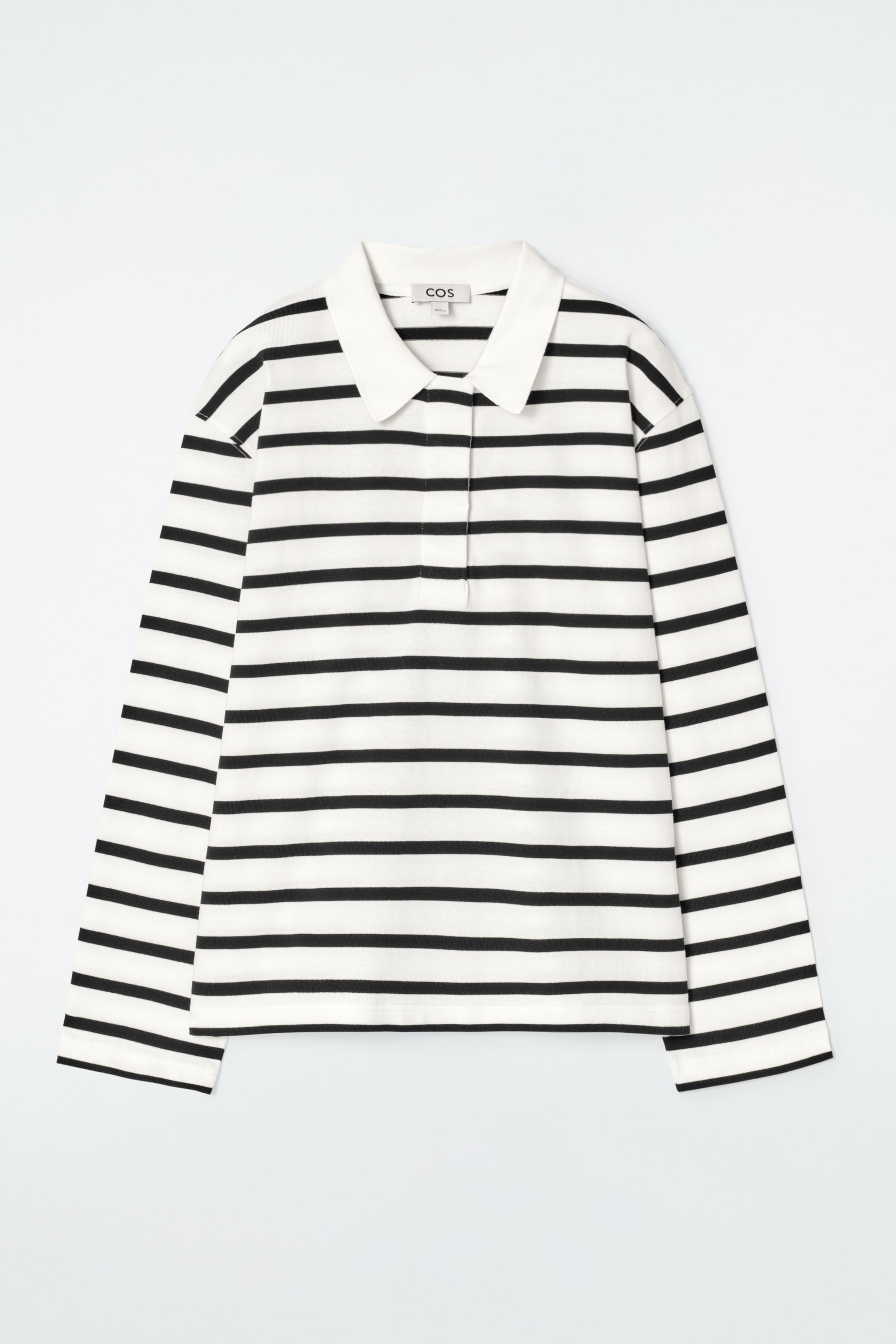 View larger image: RELAXED STRIPED LONG-SLEEVED POLO SHIRT - WHITE / STRIPED - Ladies | H&M GB 6
