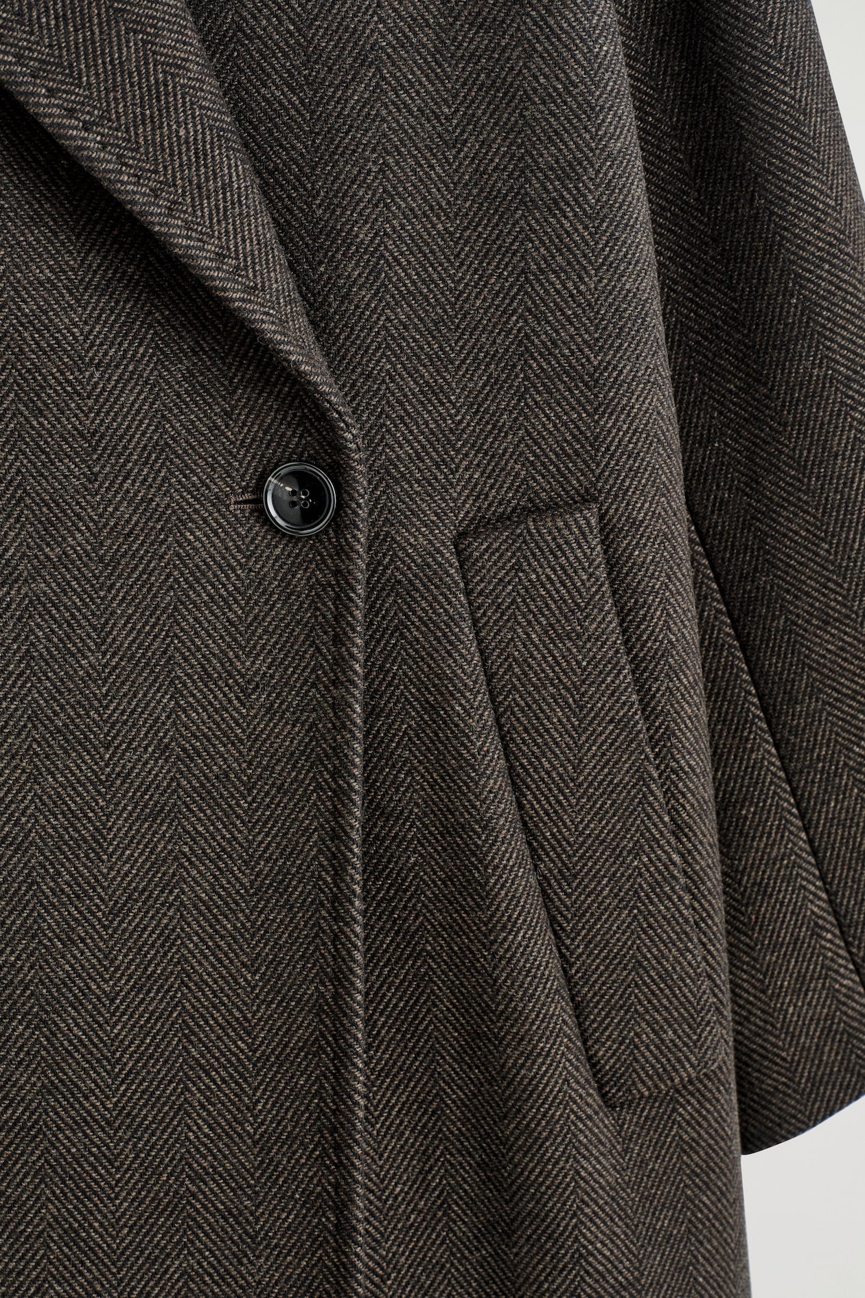 OVERSIZED DOUBLE-BREASTED WOOL LONG COAT — DARK GREEN