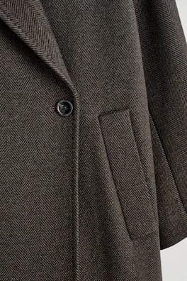 OVERSIZED DOUBLE-BREASTED WOOL LONG COAT — DARK GREEN 1