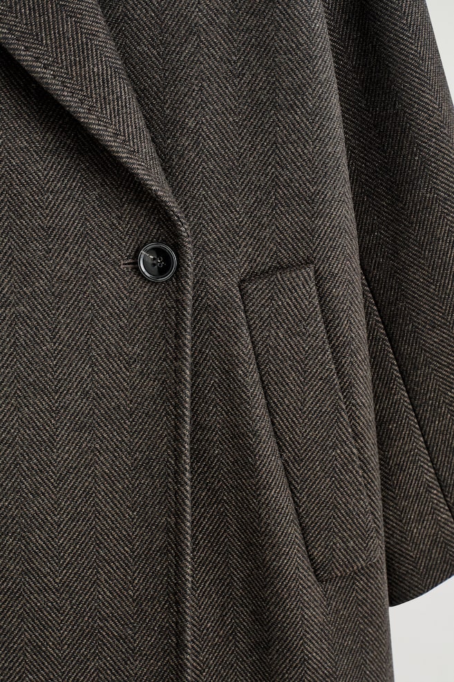 OVERSIZED DOUBLE-BREASTED WOOL LONG COAT — DARK GREEN