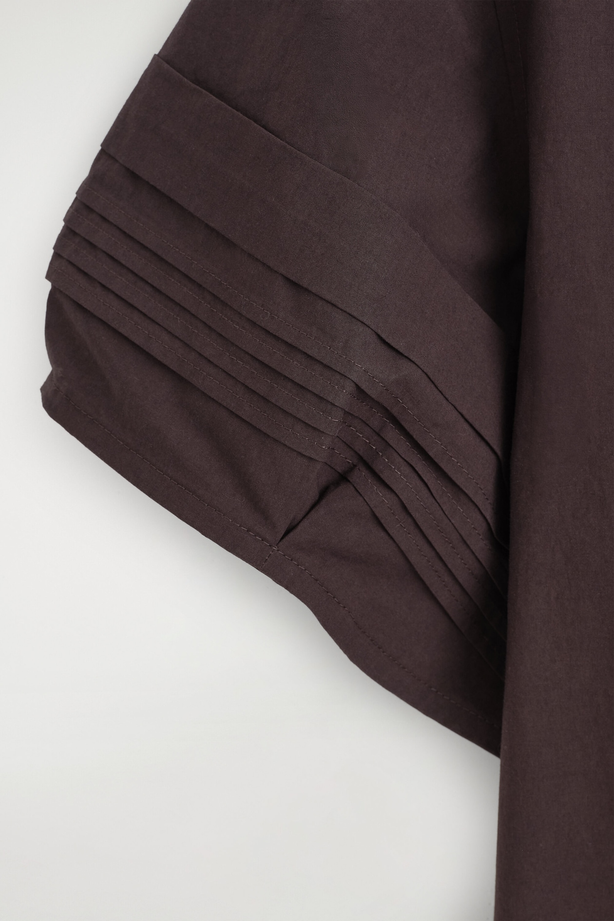 PINTUCKED COTTON BLOUSE — BROWN