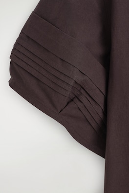 PINTUCKED COTTON BLOUSE — BROWN 7