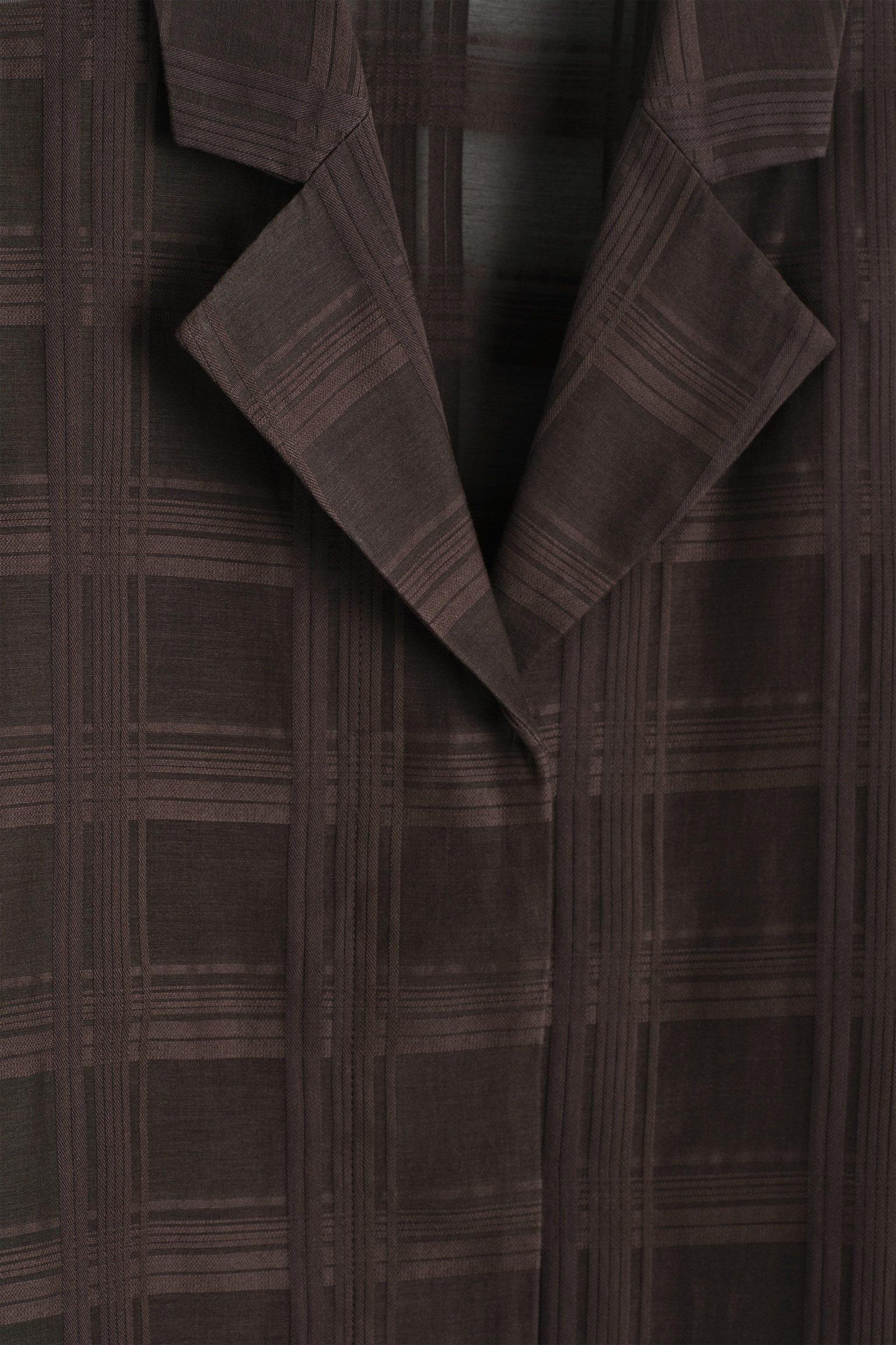 CHEMISE RESORT DIAPHANE À CARREAUX - BRUN FONCÉ/BLANC - 4