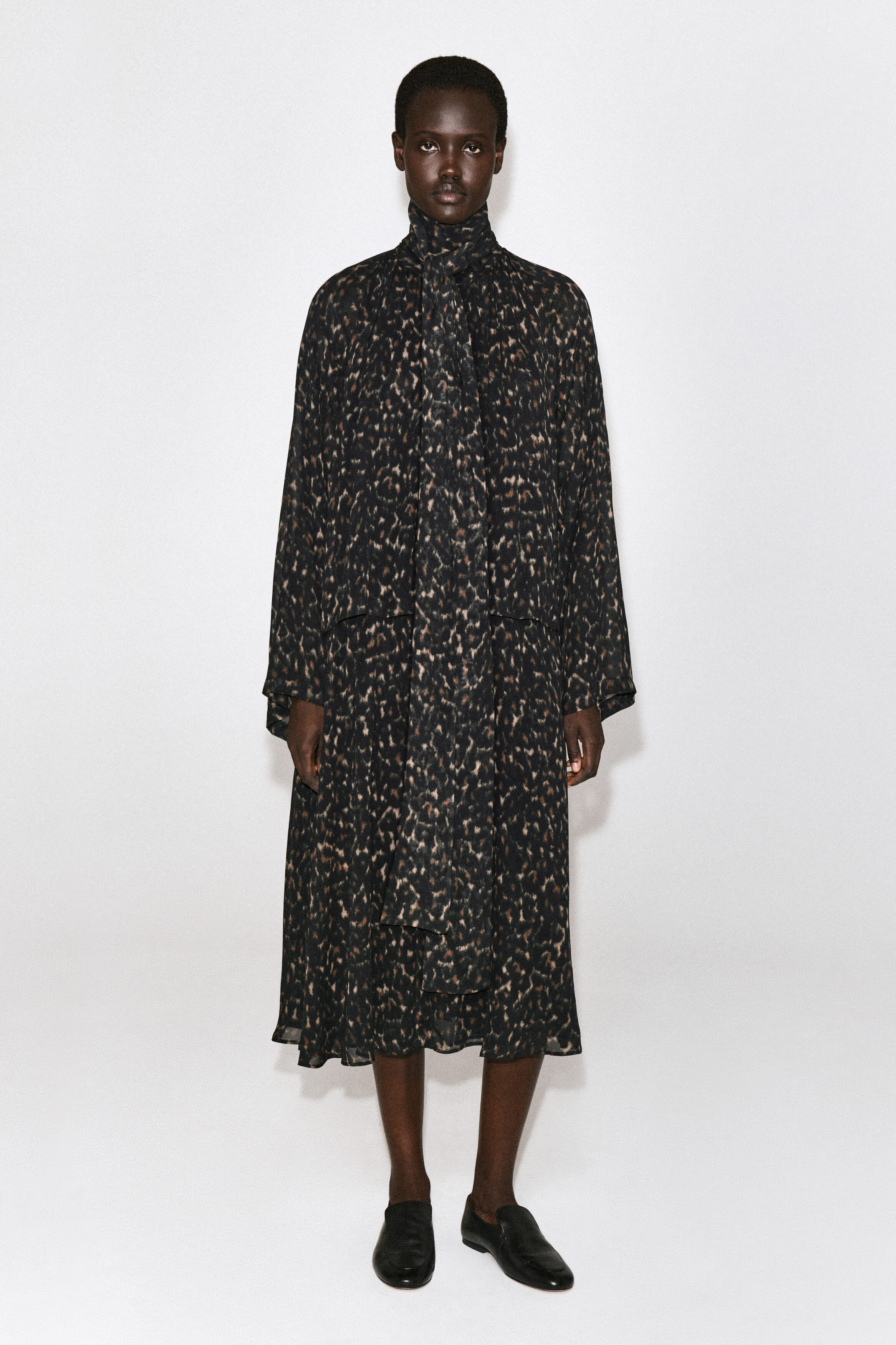 LEOPARD-PRINT FLUID SCARF-DETAIL DRESS thumbnail 2