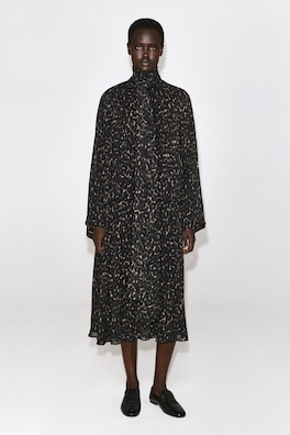 LEOPARD-PRINT FLUID SCARF-DETAIL DRESS — BROWN / LEOPARD PRINT 2