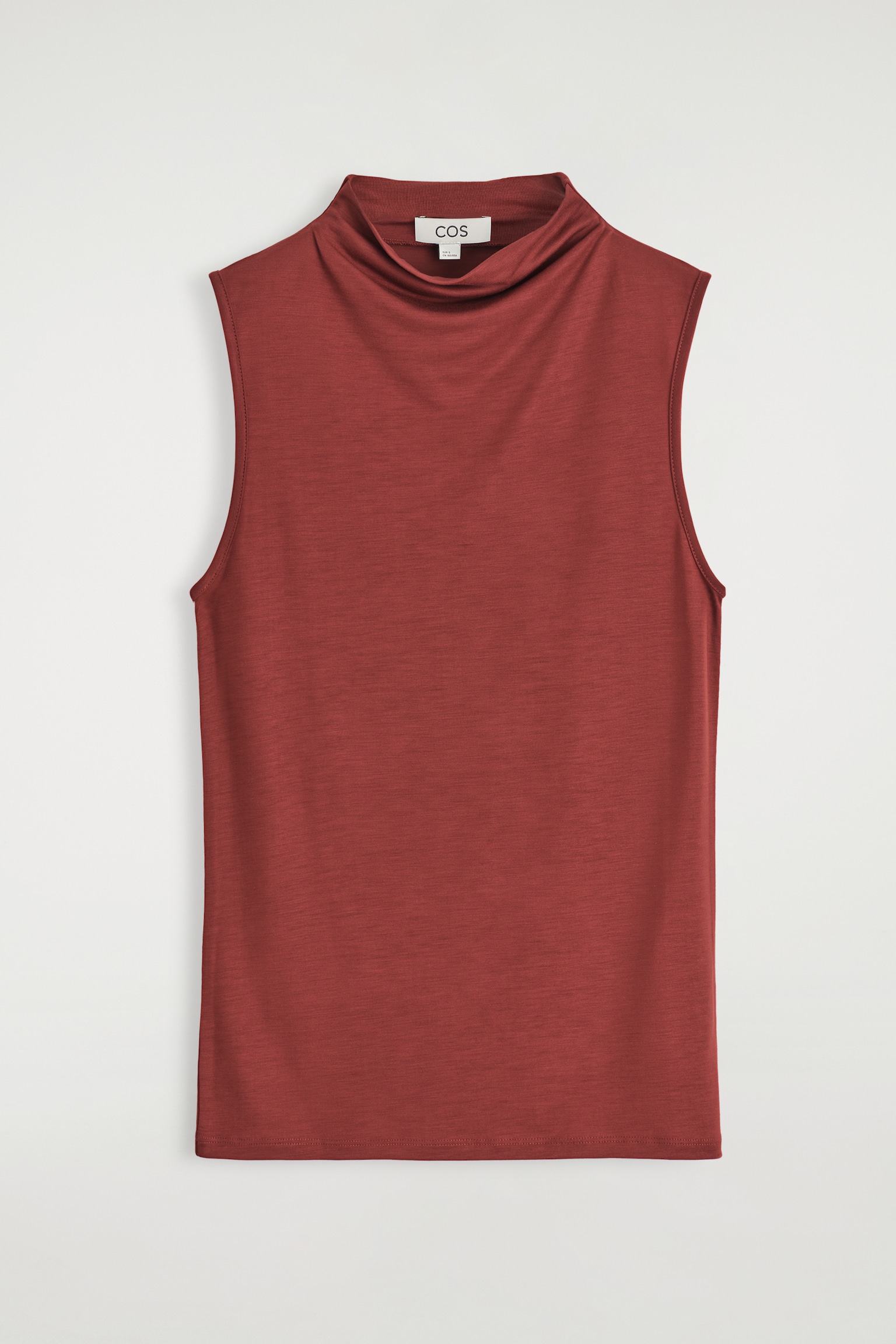 DRAPED TURTLENECK TANK TOP - DARK RED/DARK BROWN - 2