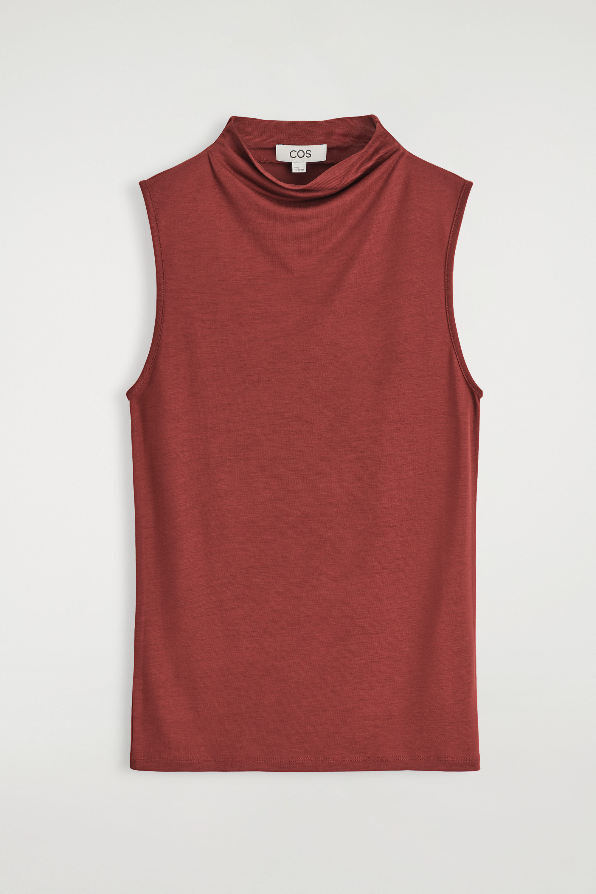 売れ筋商品|||ウィークデイ Tシャツ レディース トップス DRAPED NECK  - Top - dark brown DRAPED TURTLENECK TANK TOP - DARK RED | COS