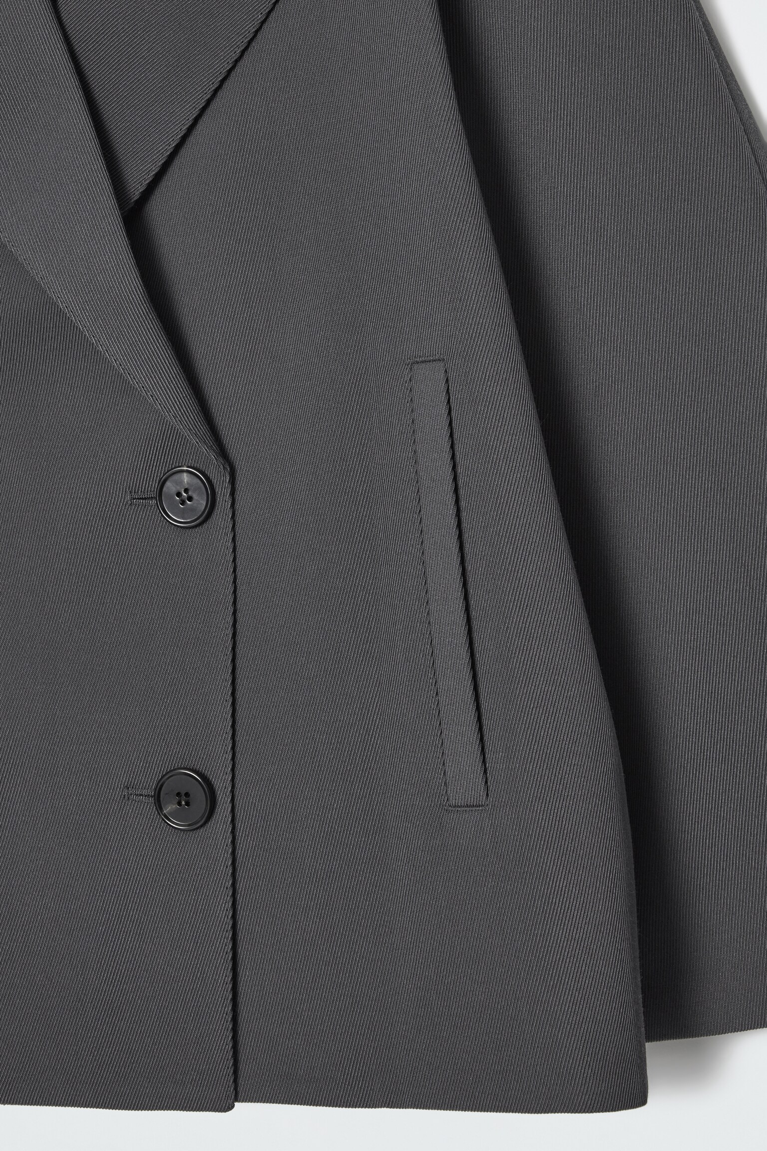 DOUBLE-BREASTED WOOL-BLEND JACKET - CHARCOAL - 2