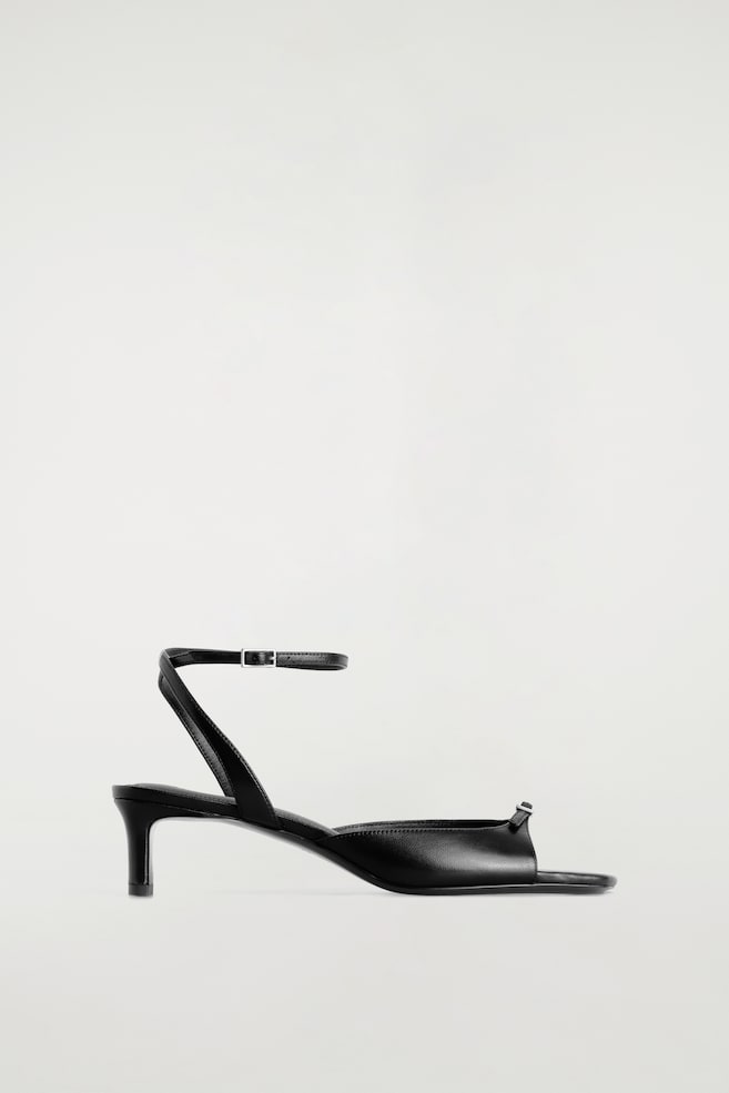 BUCKLED LEATHER KITTEN HEELS - BLACK - 1