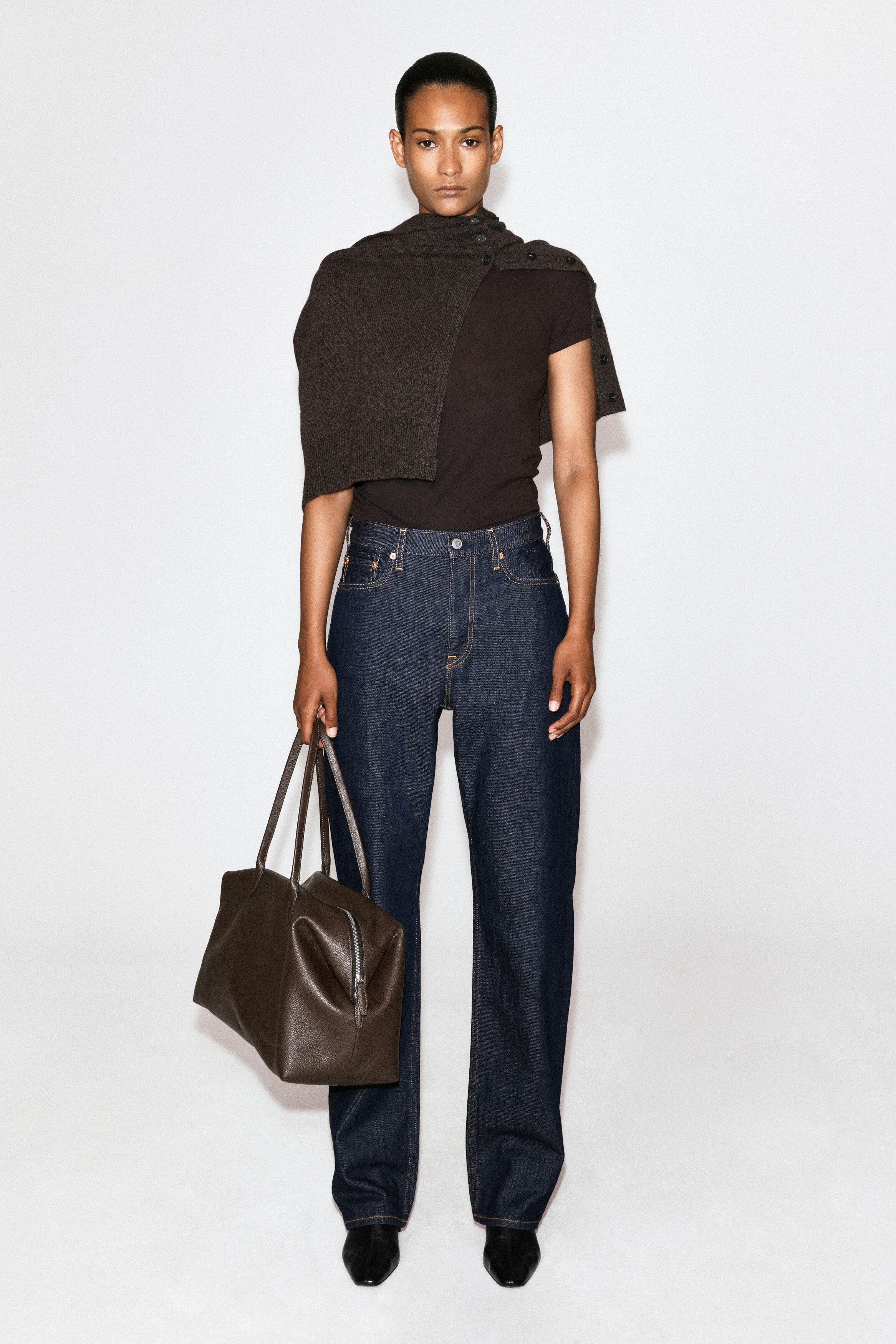CREPE-JERSEY T-SHIRT - BROWN | COS CA