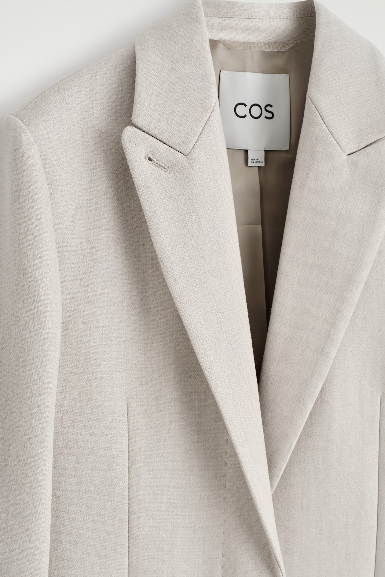 TAILORED WOOL-TWILL LONG COAT — LIGHT BEIGE