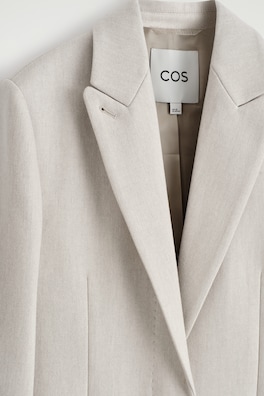TAILORED WOOL-TWILL LONG COAT — LIGHT BEIGE 6