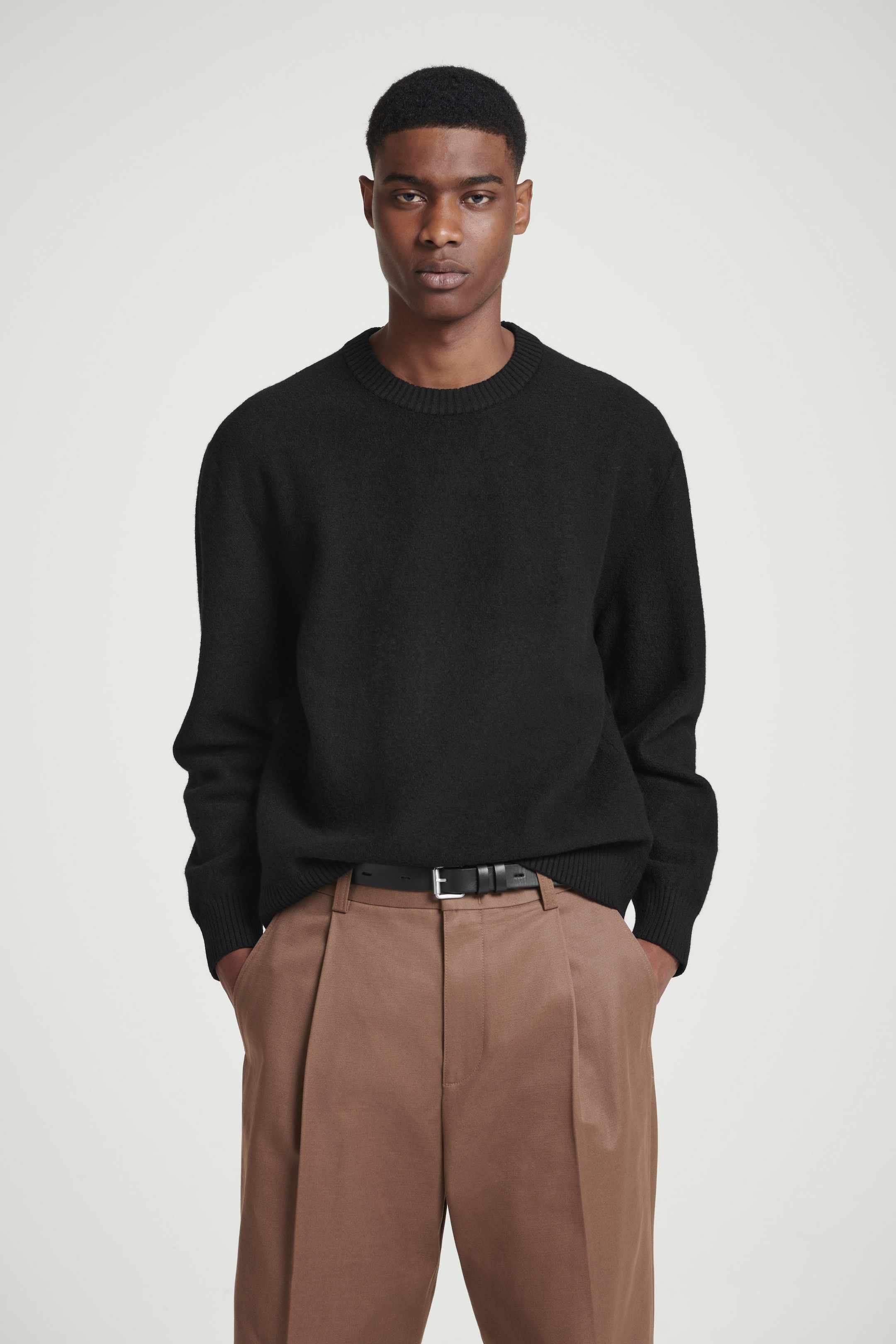 BOILED-WOOL CREW-NECK SWEATER