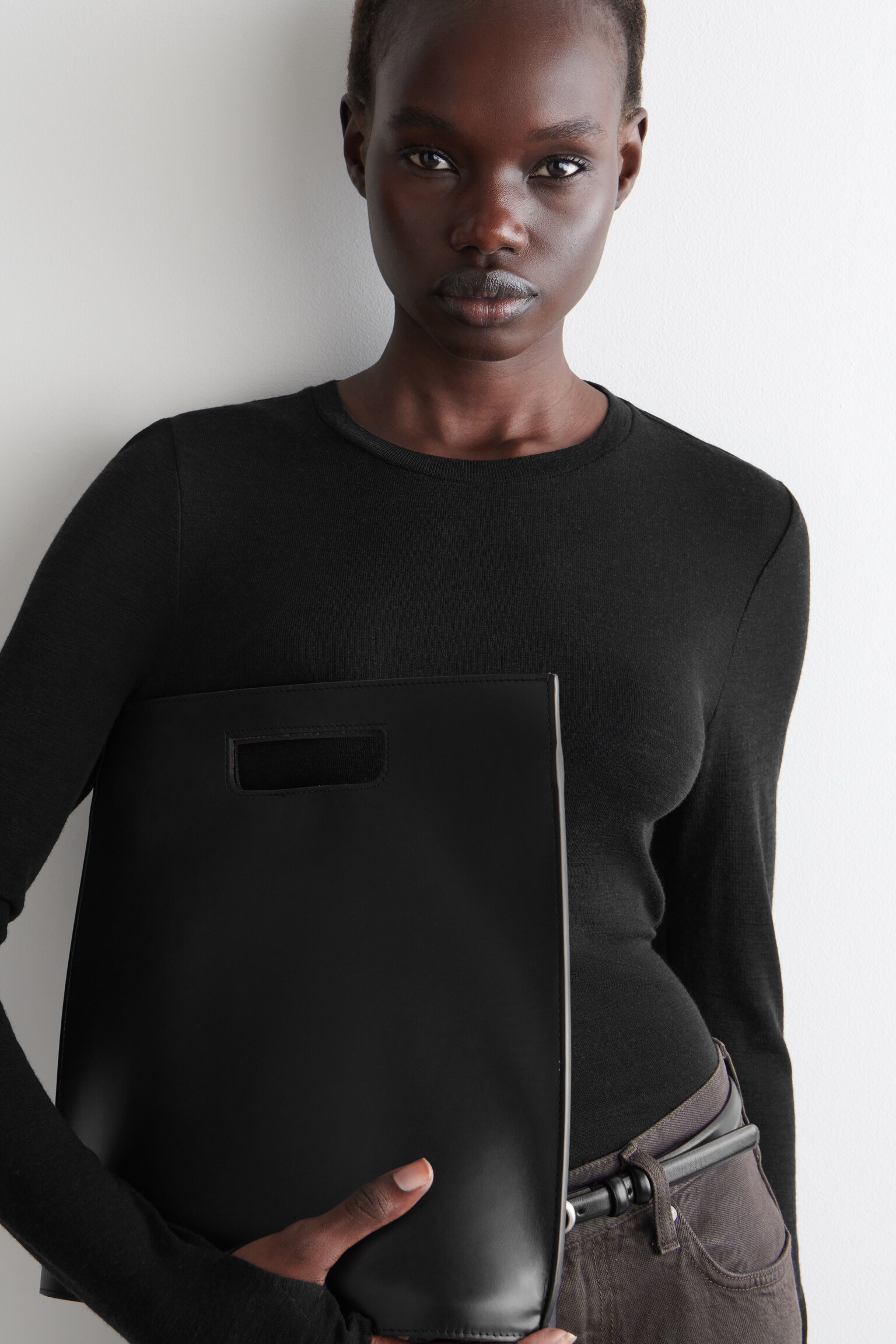 CREW-NECK MERINO WOOL TOP - BLACK/OFF-WHITE/MULTICOLOURED - 5
