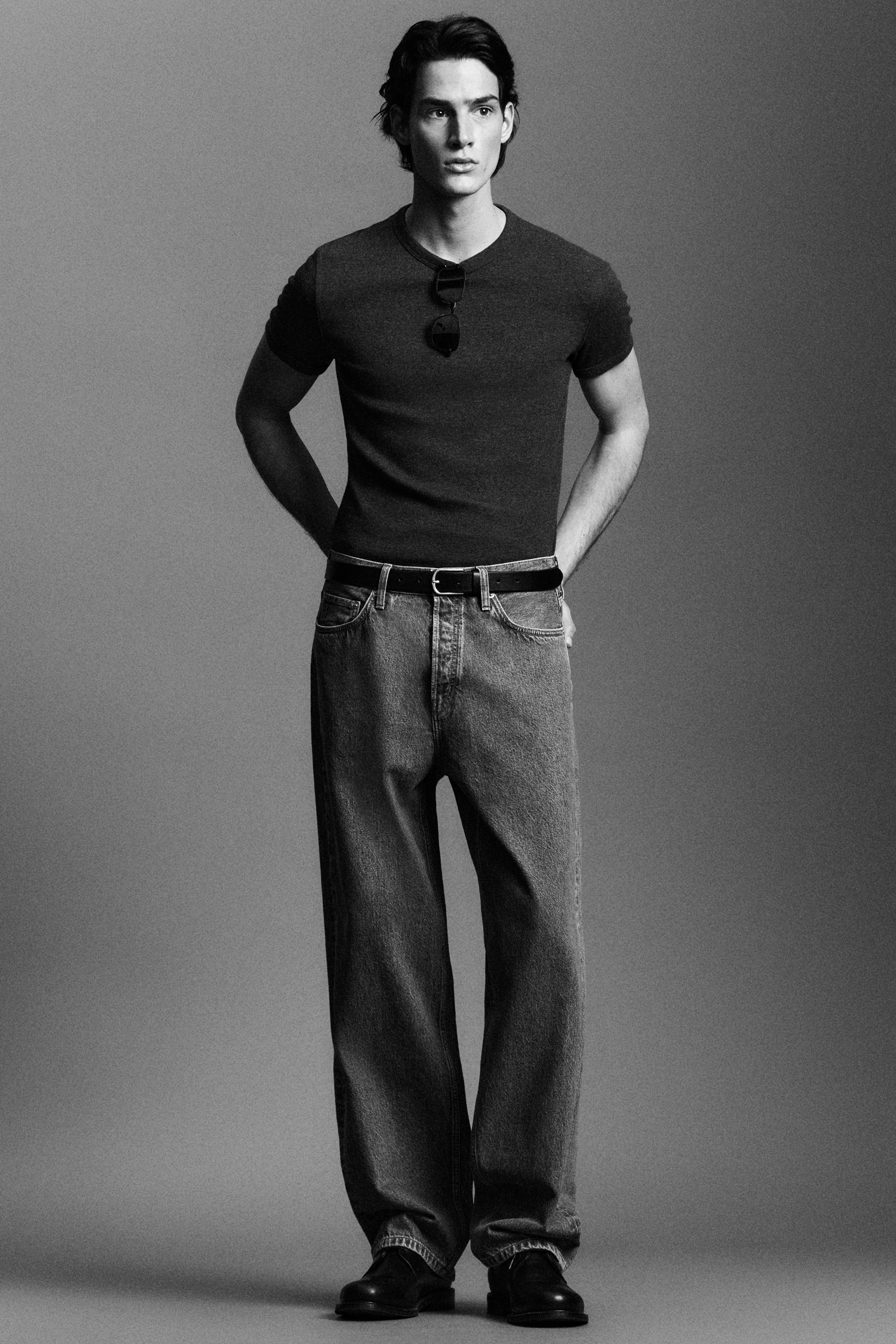 SLIM RIBBED COTTON T-SHIRT - CHARCOAL | COS US