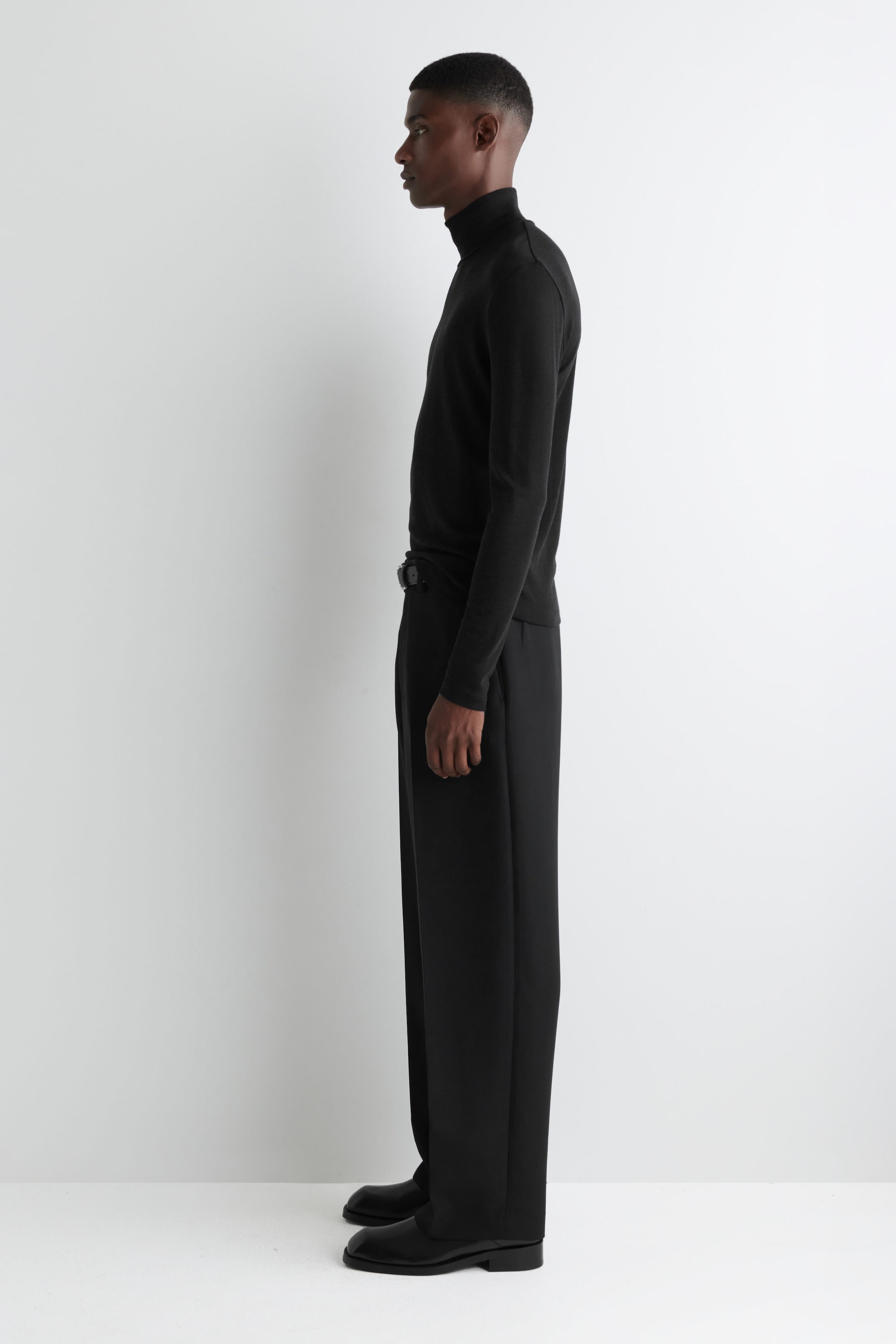SLIM WOOL-JERSEY ROLLNECK TOP