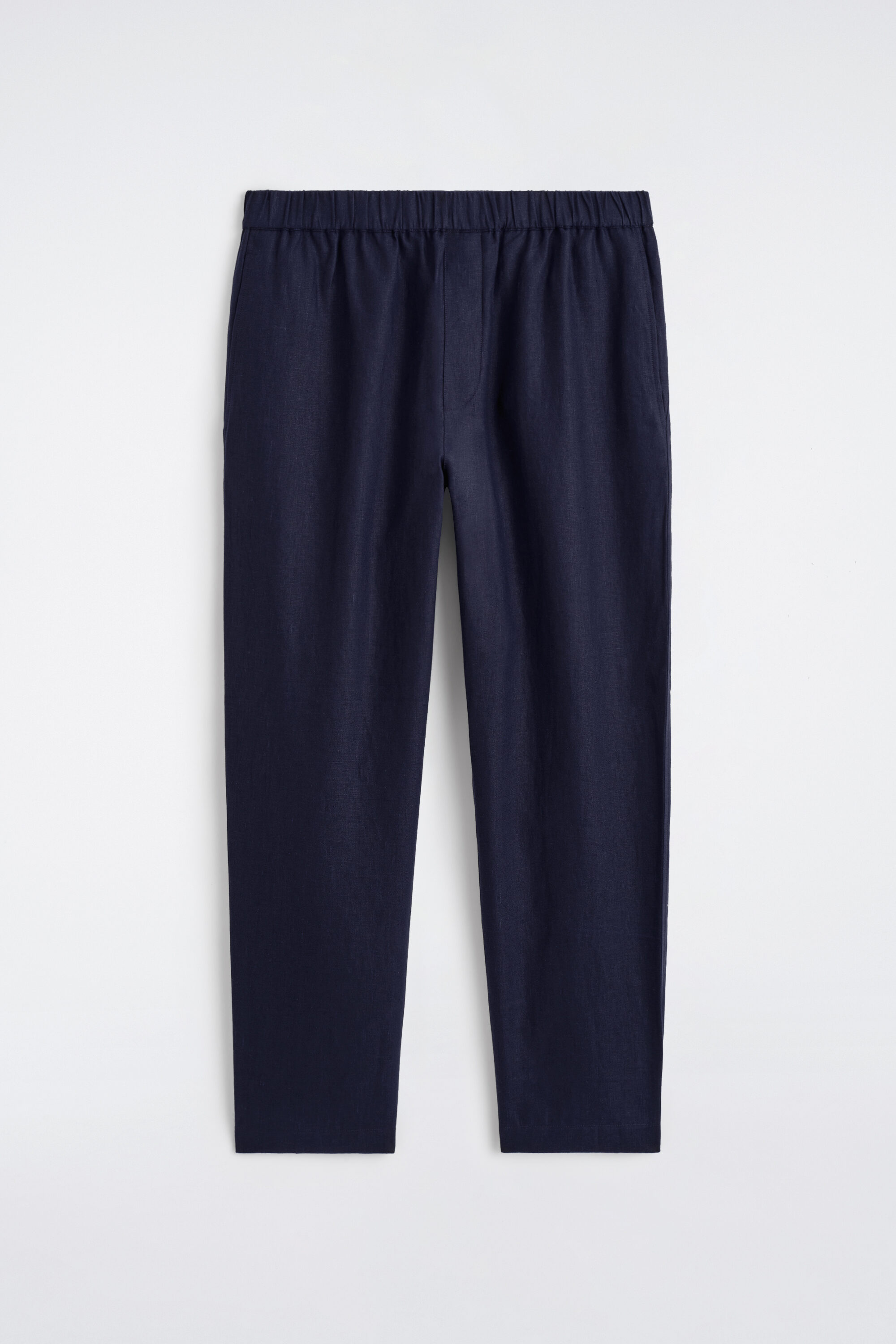 ELASTICIZED LINEN REGULAR-FIT TAPERED PANTS - NAVY | COS US