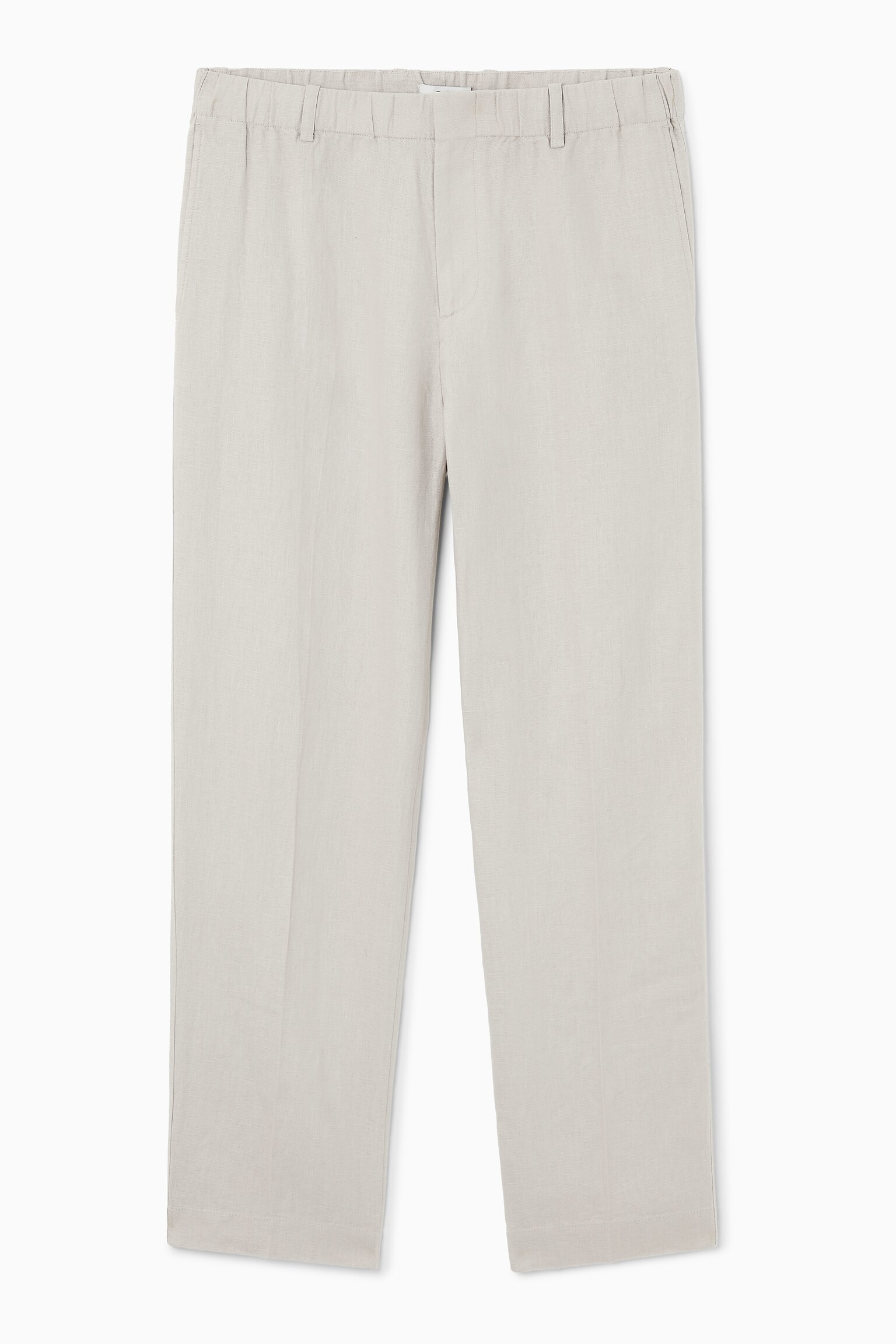 ELASTICATED LINEN STRAIGHT-LEG TROUSERS - STONE
