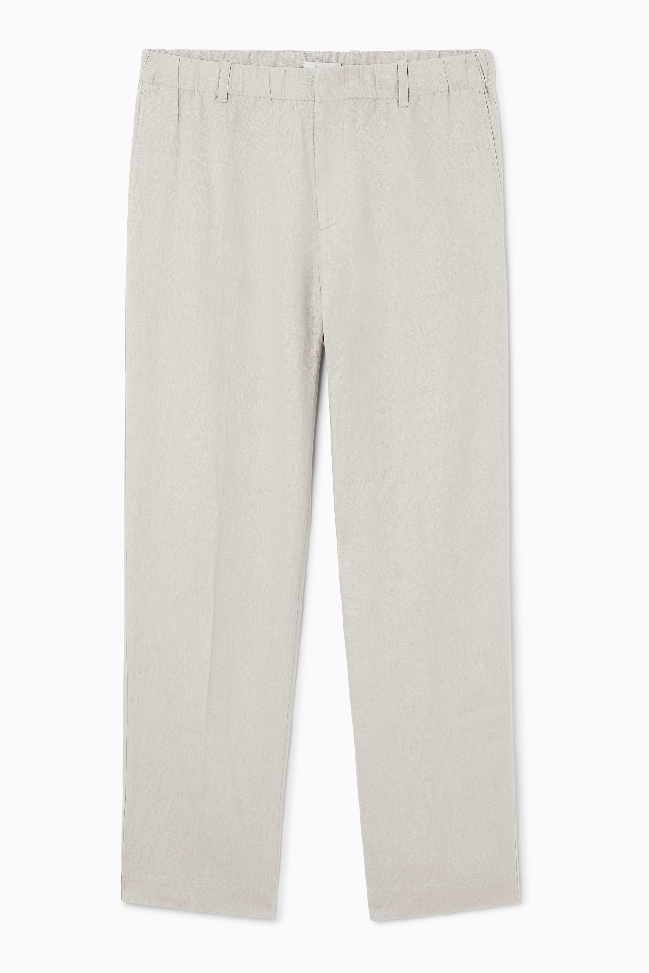 ELASTICATED LINEN STRAIGHT-LEG TROUSERS