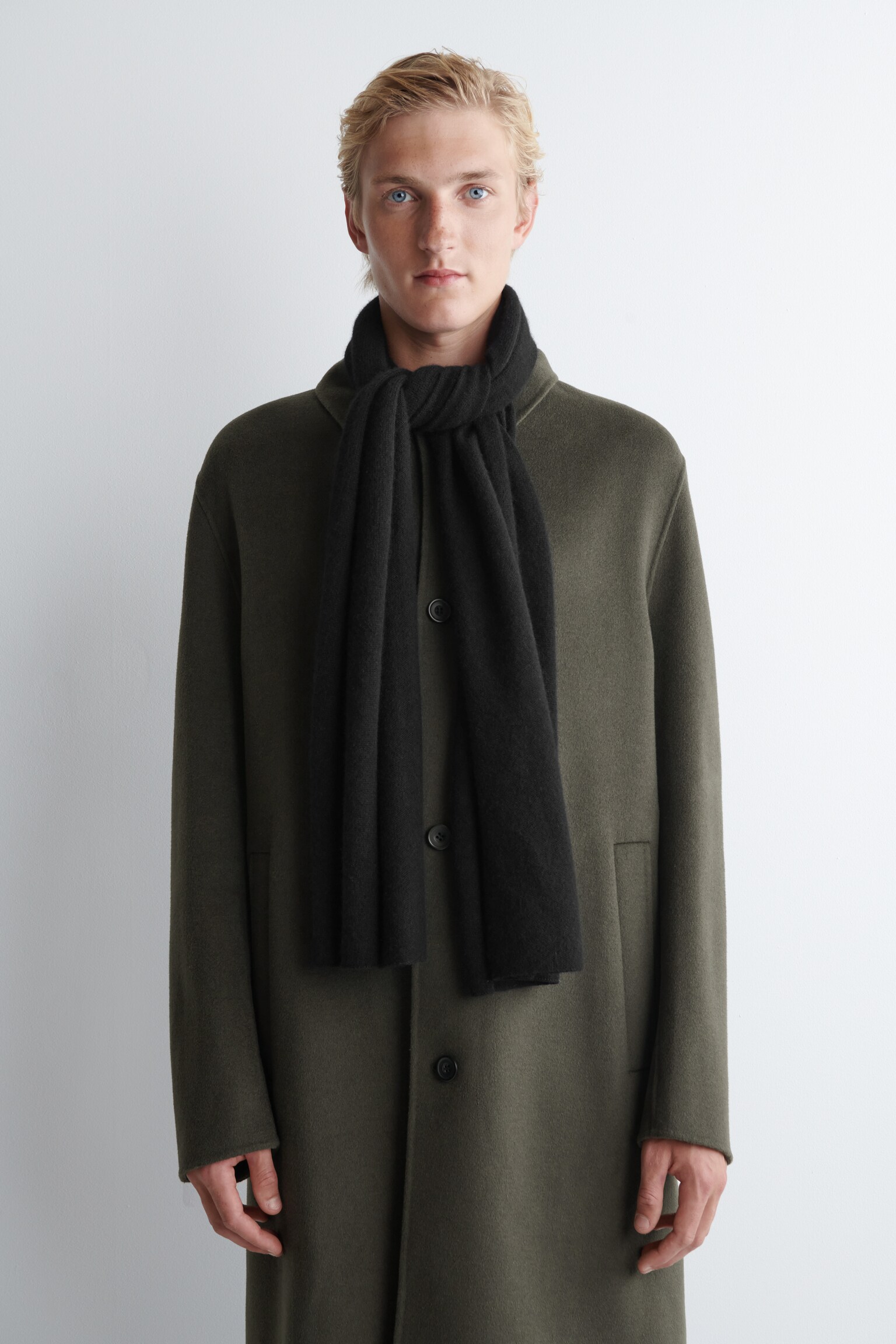 ÉCHARPE EN CACHEMIRE - NOIR/VERT OLIVE/GRIS FONCÉ - 4
