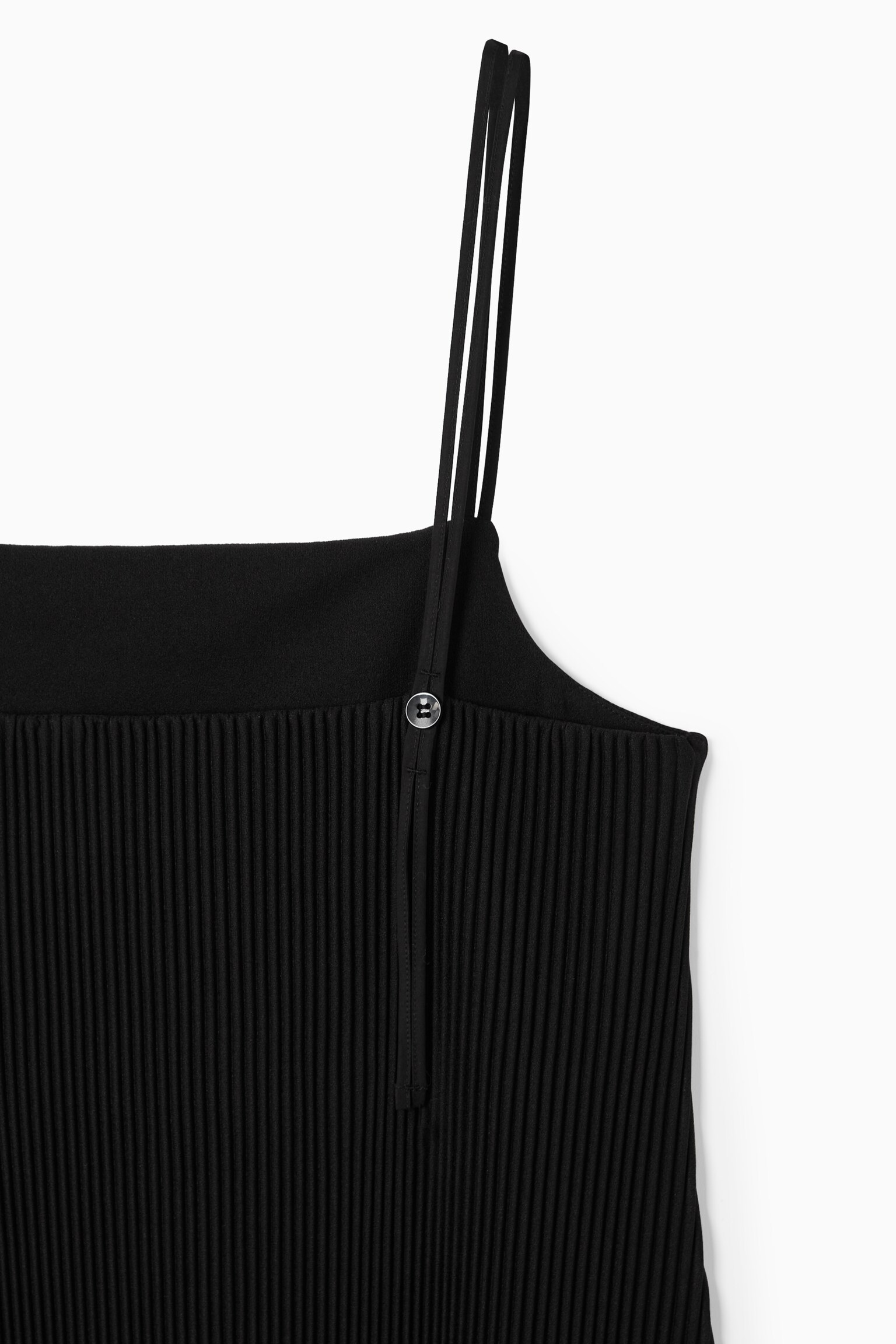 PLISSÉ MIDI SLIP DRESS - BLACK/IVORY - 2