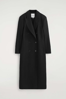 TAILORED WOOL-BLEND DOUBLE-BREASTED COAT — BLACK 13