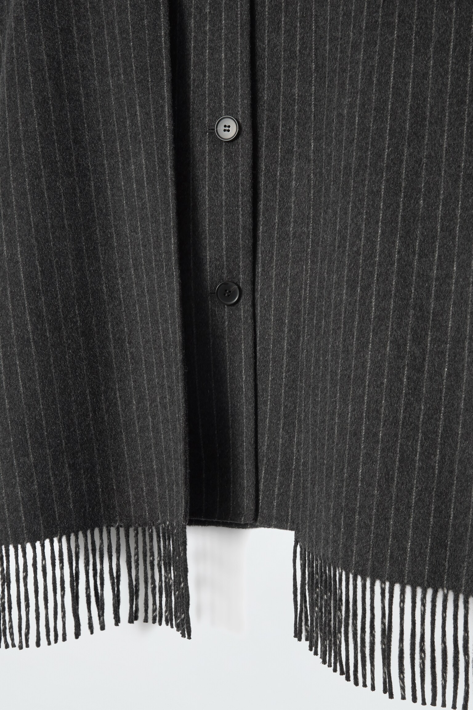 OVERSIZED WOOL-BLEND SCARF JACKET - CHARCOAL / PINSTRIPED/WHITE/BLACK - 2