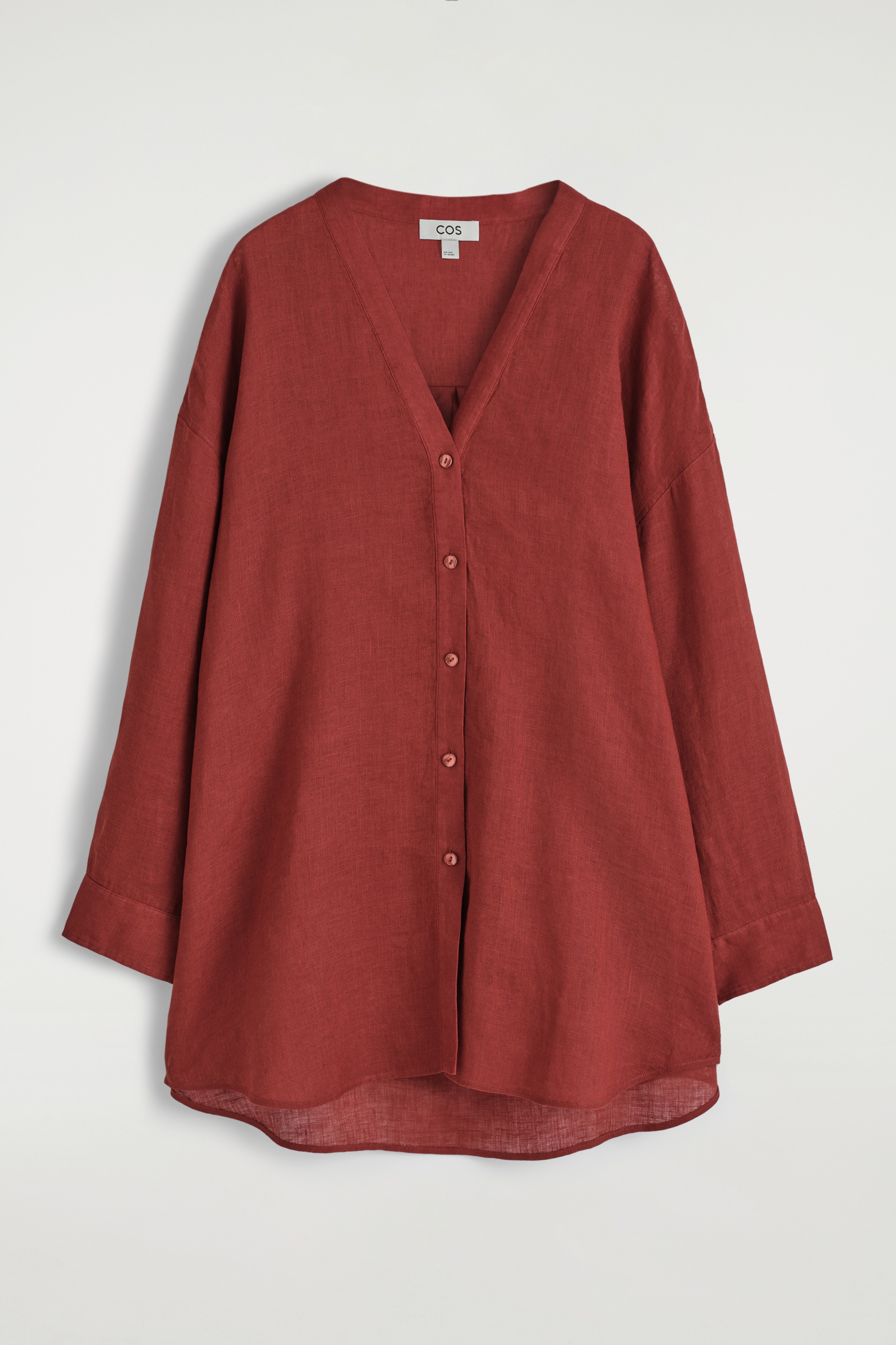 View larger image: OVERSIZED LINEN V-NECK SHIRT - RED - Ladies | H&M GB 6