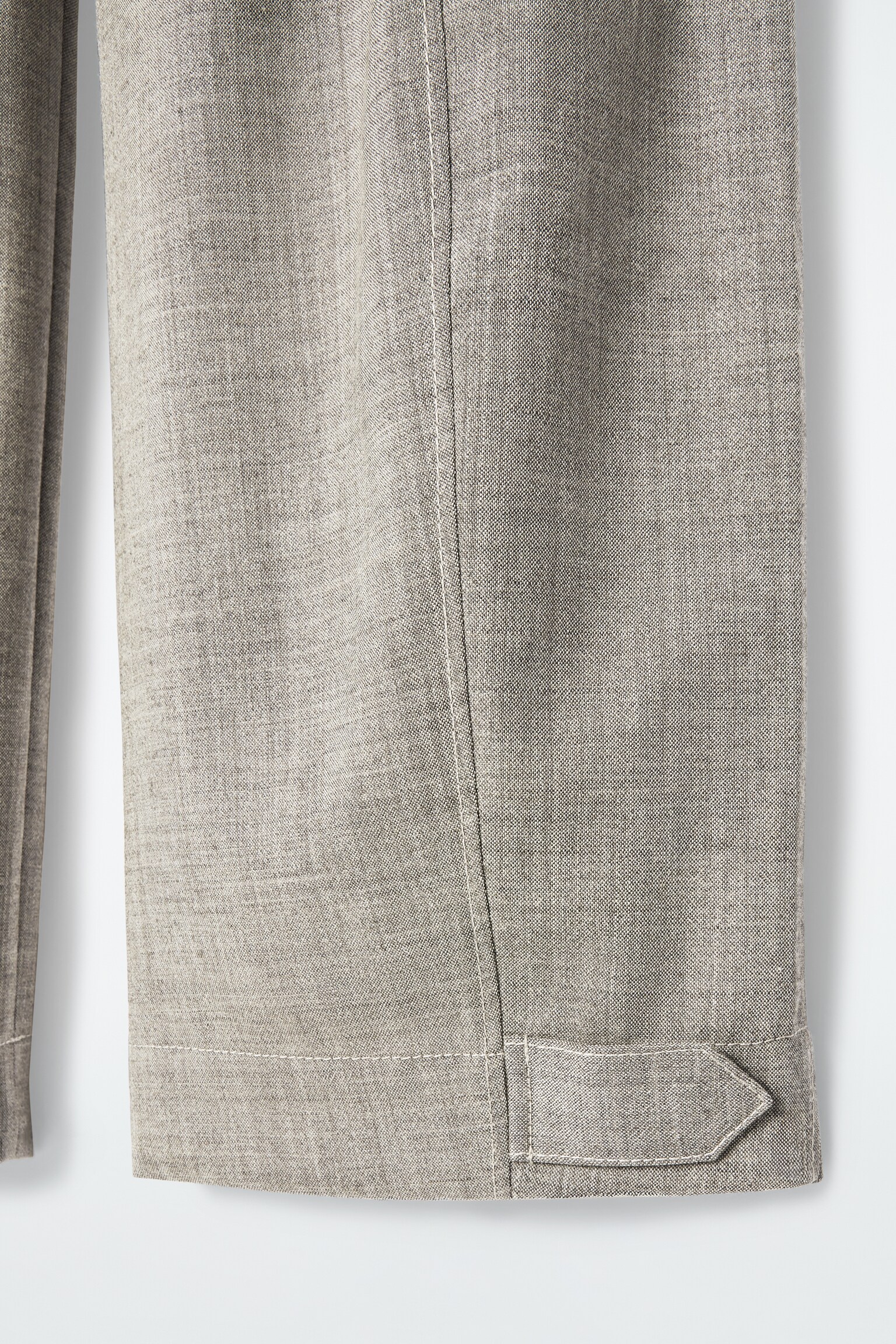 WOOL BARREL-LEG UTILITY TROUSERS - GREY MÉLANGE/KHAKI - 2