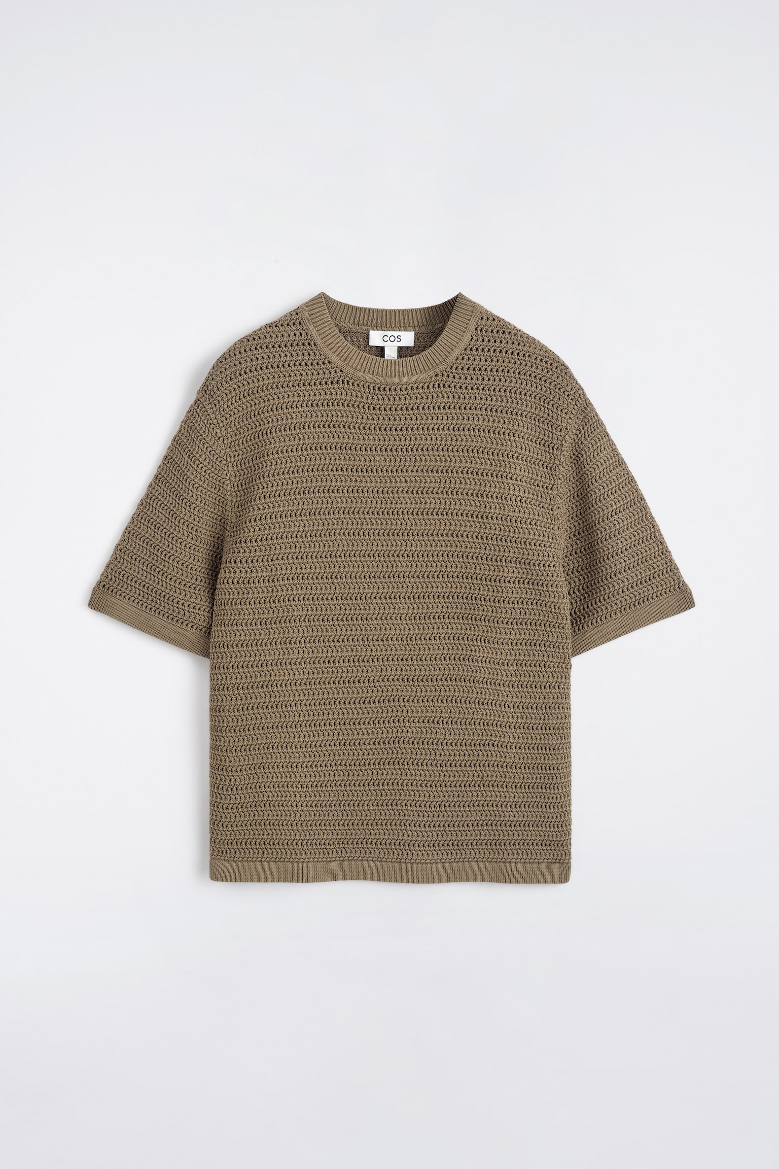 Camiseta em malha aberta - Castanho - 1