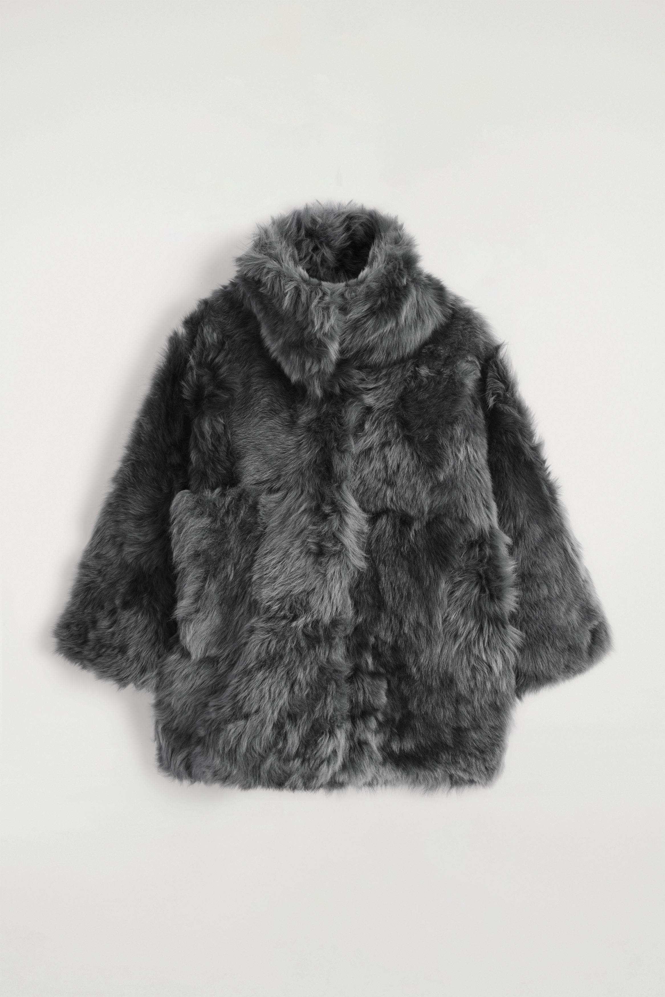 KURTKA KOŻUCHOWA Z WYSOKIM KOŁNIERZEM - STALOWY | COS