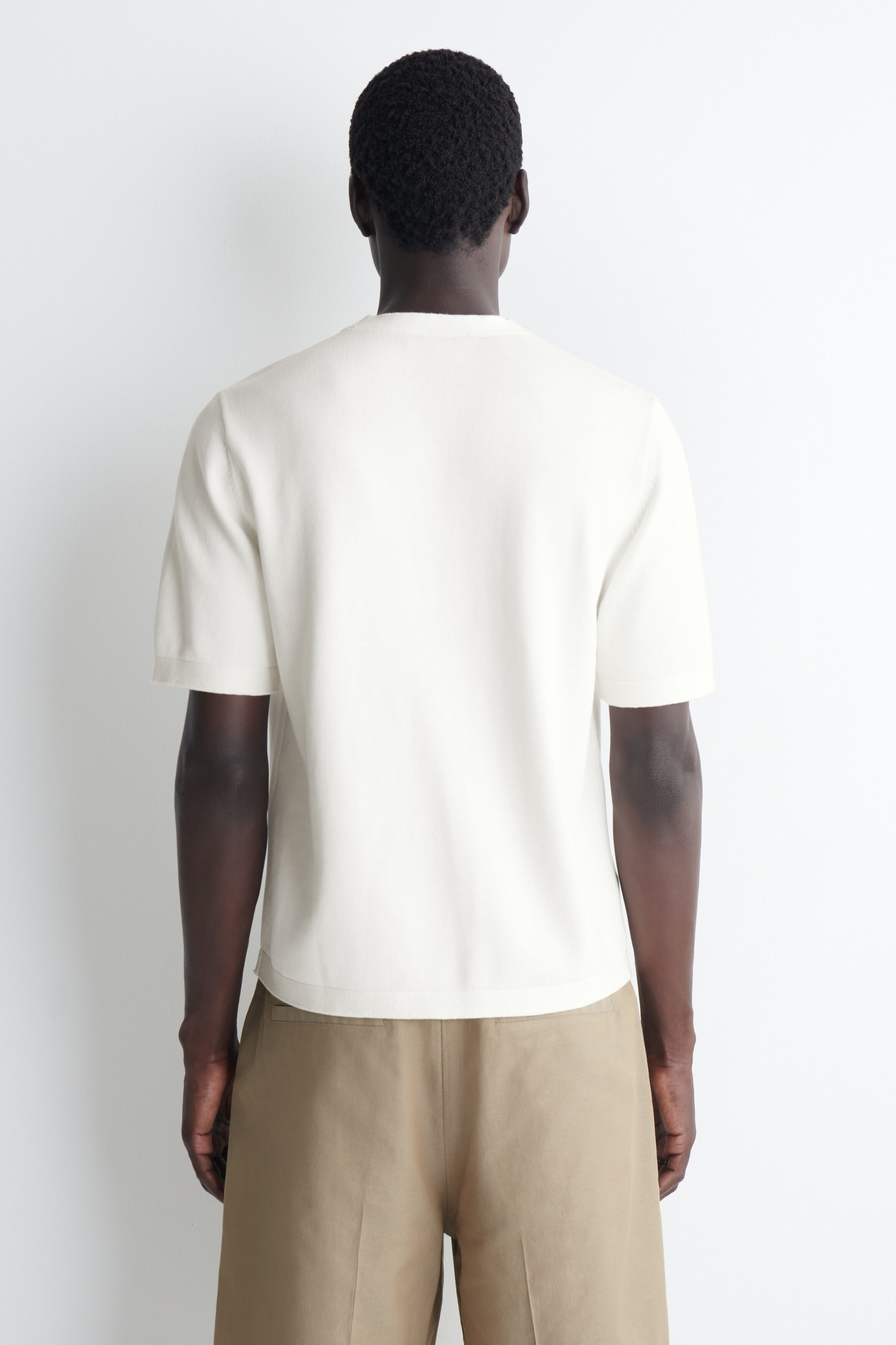 KNITTED COTTON T-SHIRT - OFF-WHITE | COS US