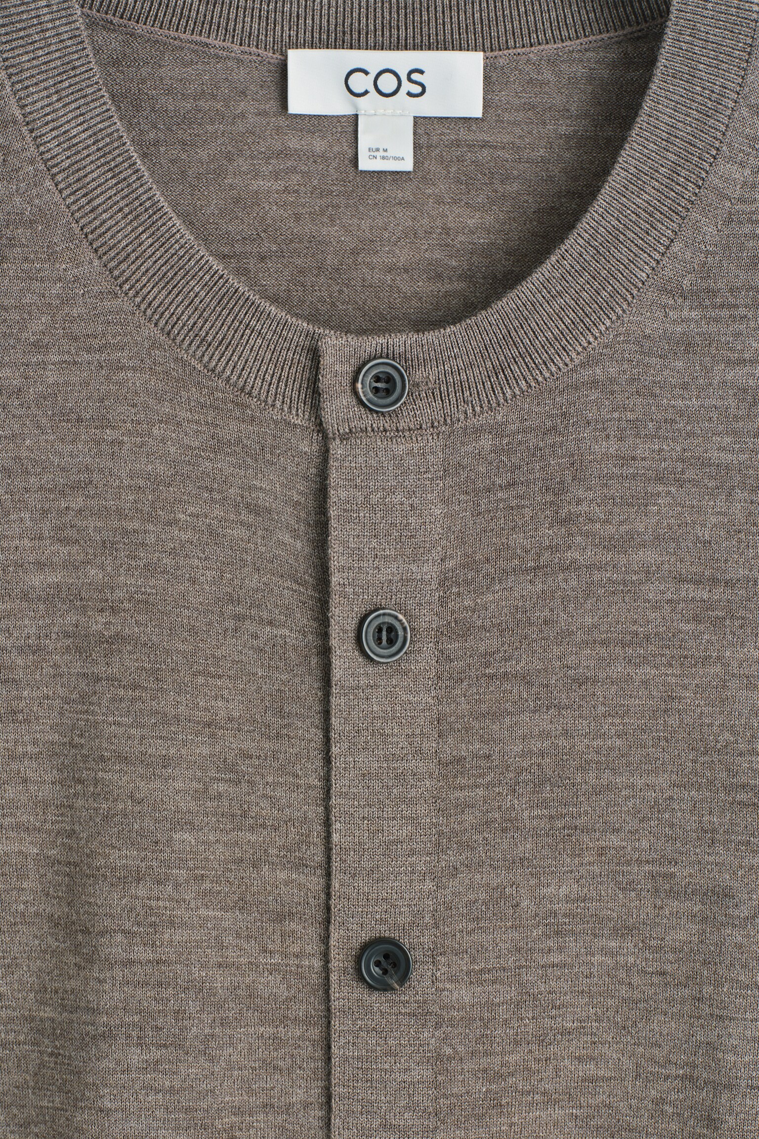 CARDIGAN À COL ROND EN LAINE MÉRINOS - GRIS CHINÉ/NOIR - 4