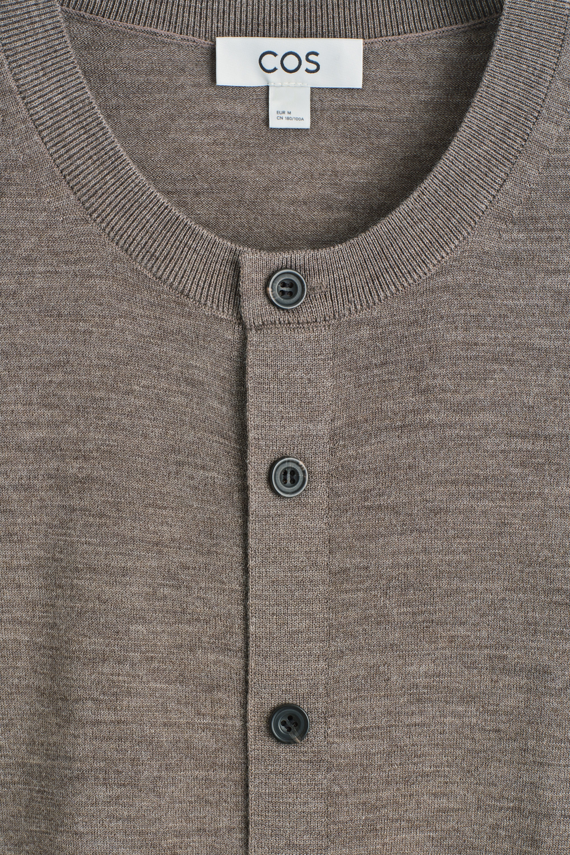 MERINO WOOL CREW-NECK CARDIGAN - GRAY MÉLANGE | COS