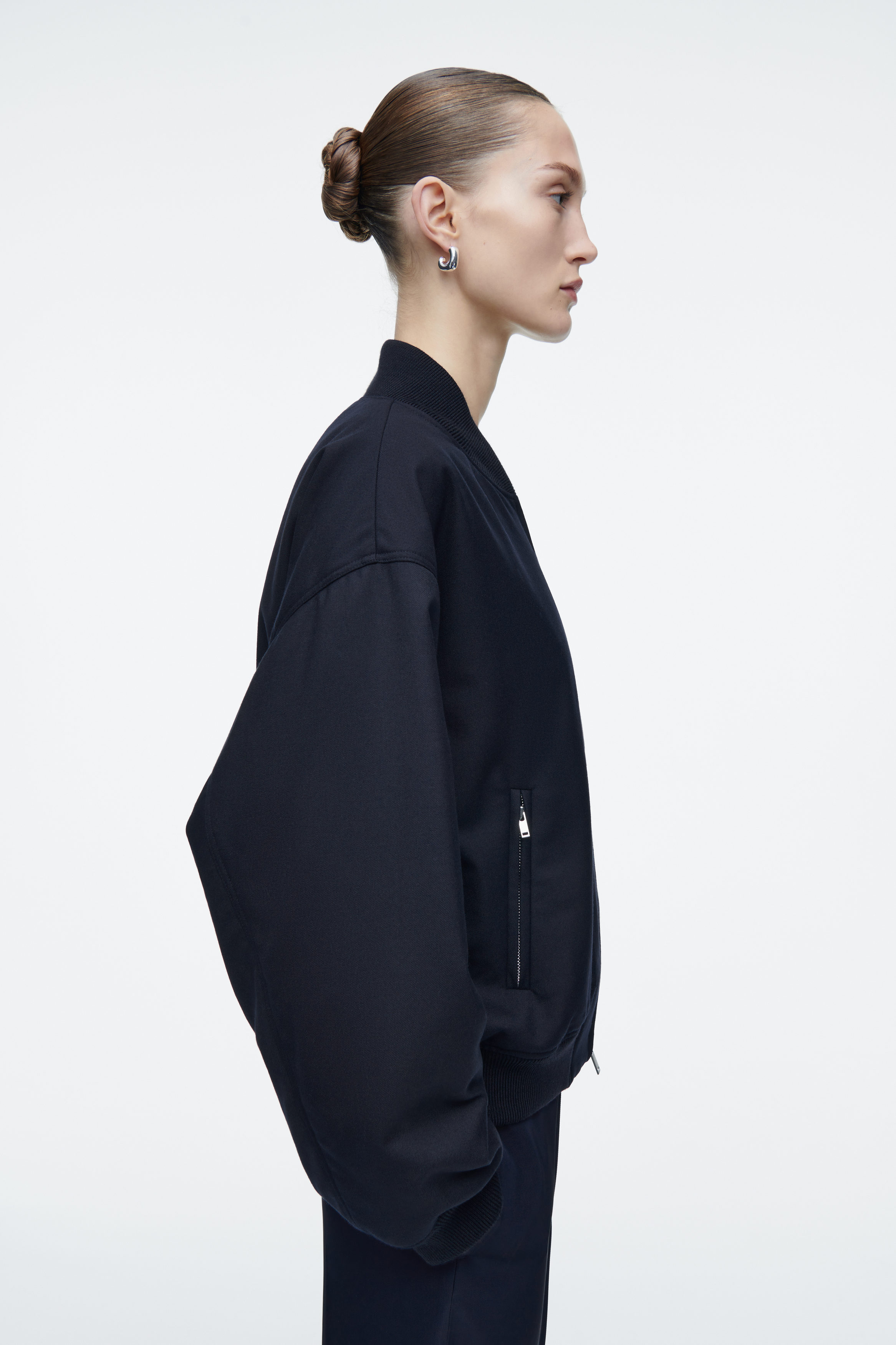 OVERSIZED WOOL BOMBER JACKET - NAVY | COS US