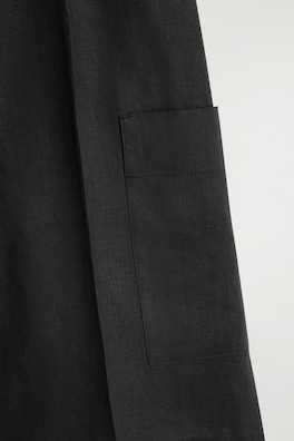 LINEN UTILITY BERMUDA SHORTS — BLACK 5
