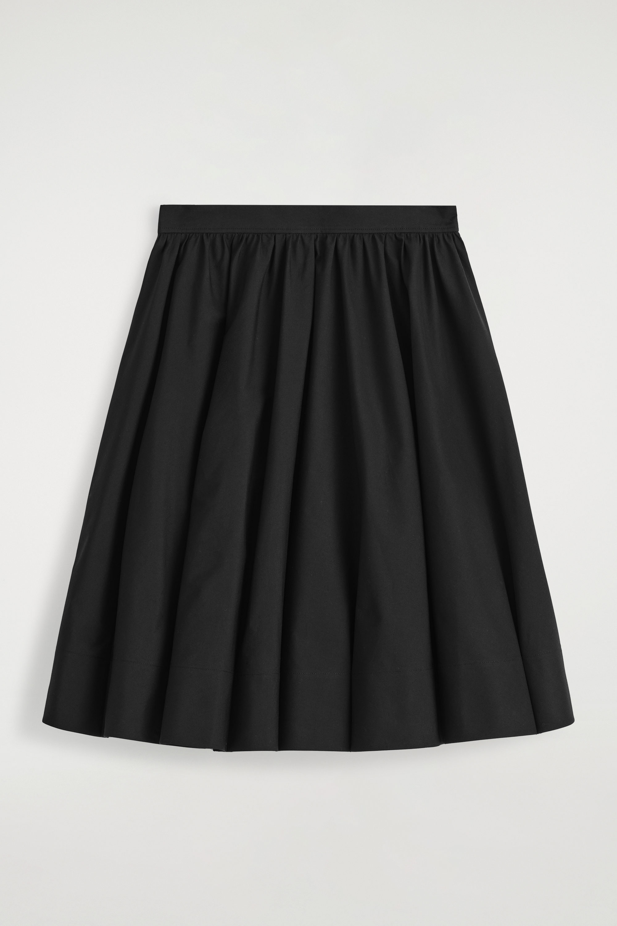 PINTUCKED COTTON MIDI SKIRT - BLACK | COS