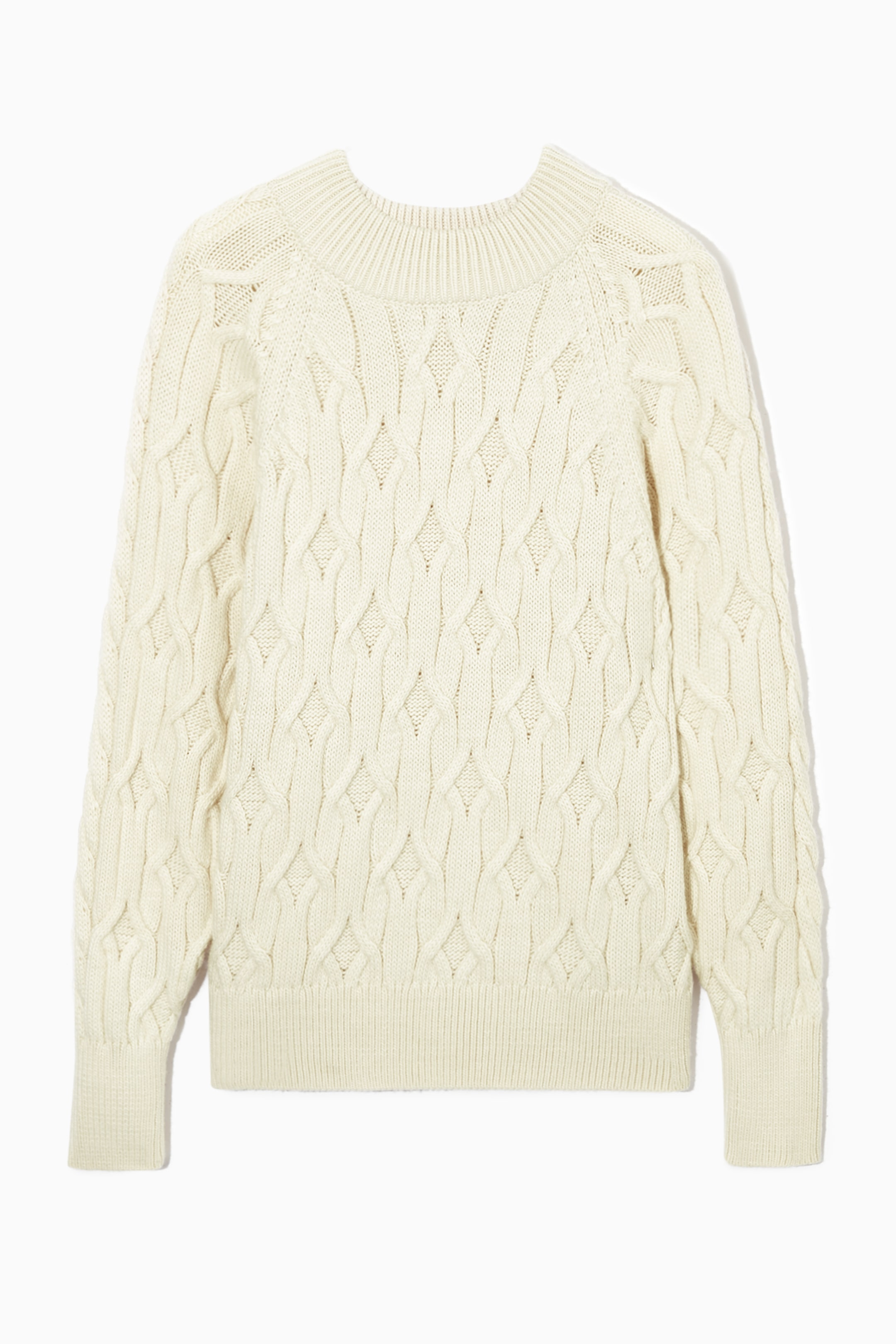 Grotere afbeelding bekijken: CABLE-KNIT WOOL-BLEND JUMPER - CREAM - DAMES | H&M NL 1