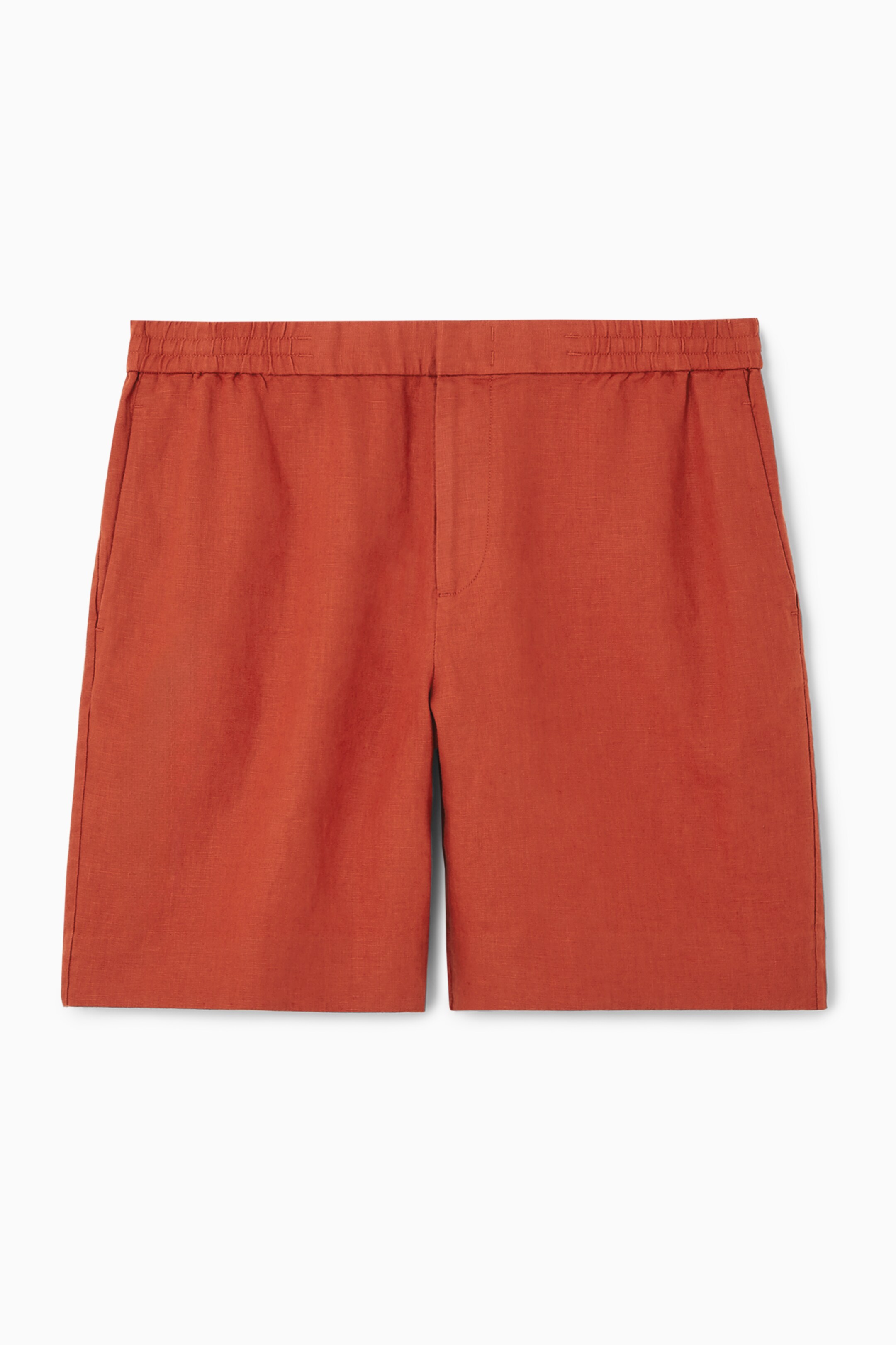 Agrandir l'image: SHORT TAILLE ÉLASTIQUÉE EN LIN - ROUGE ROUILLE - HOMME | H&M CH 1