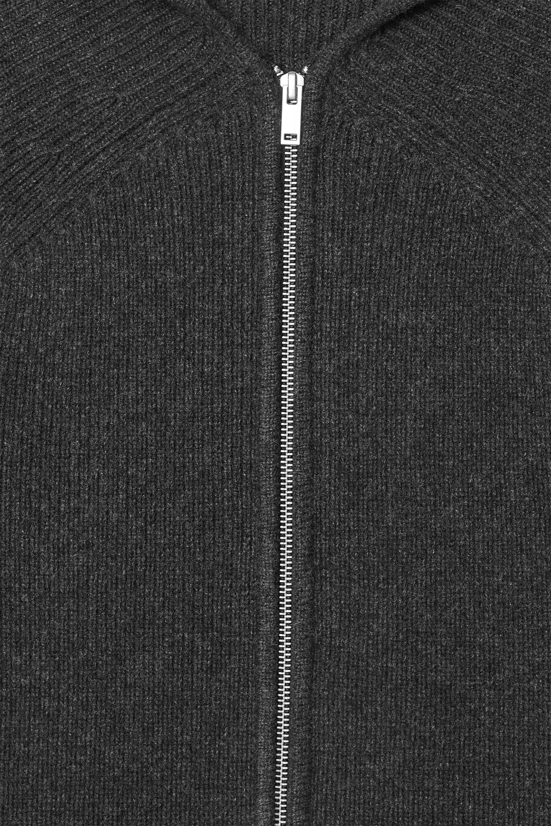 Ingrandisci l'immagine: RIBBED MERINO WOOL HOODED JACKET - CHARCOAL - DONNA | H&M CH 2