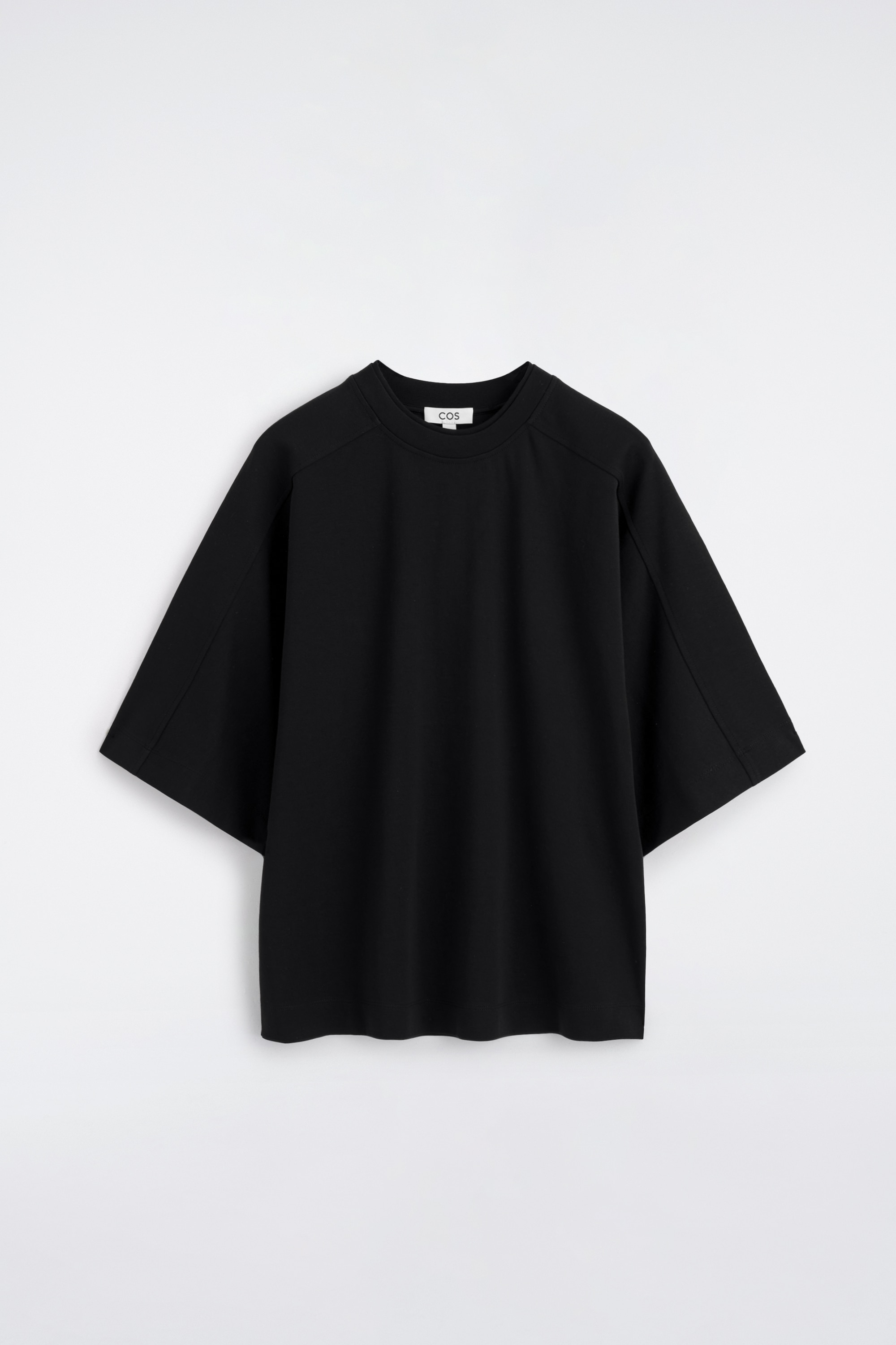 OVERSIZED INTERLOCK COTTON T-SHIRT - שחור