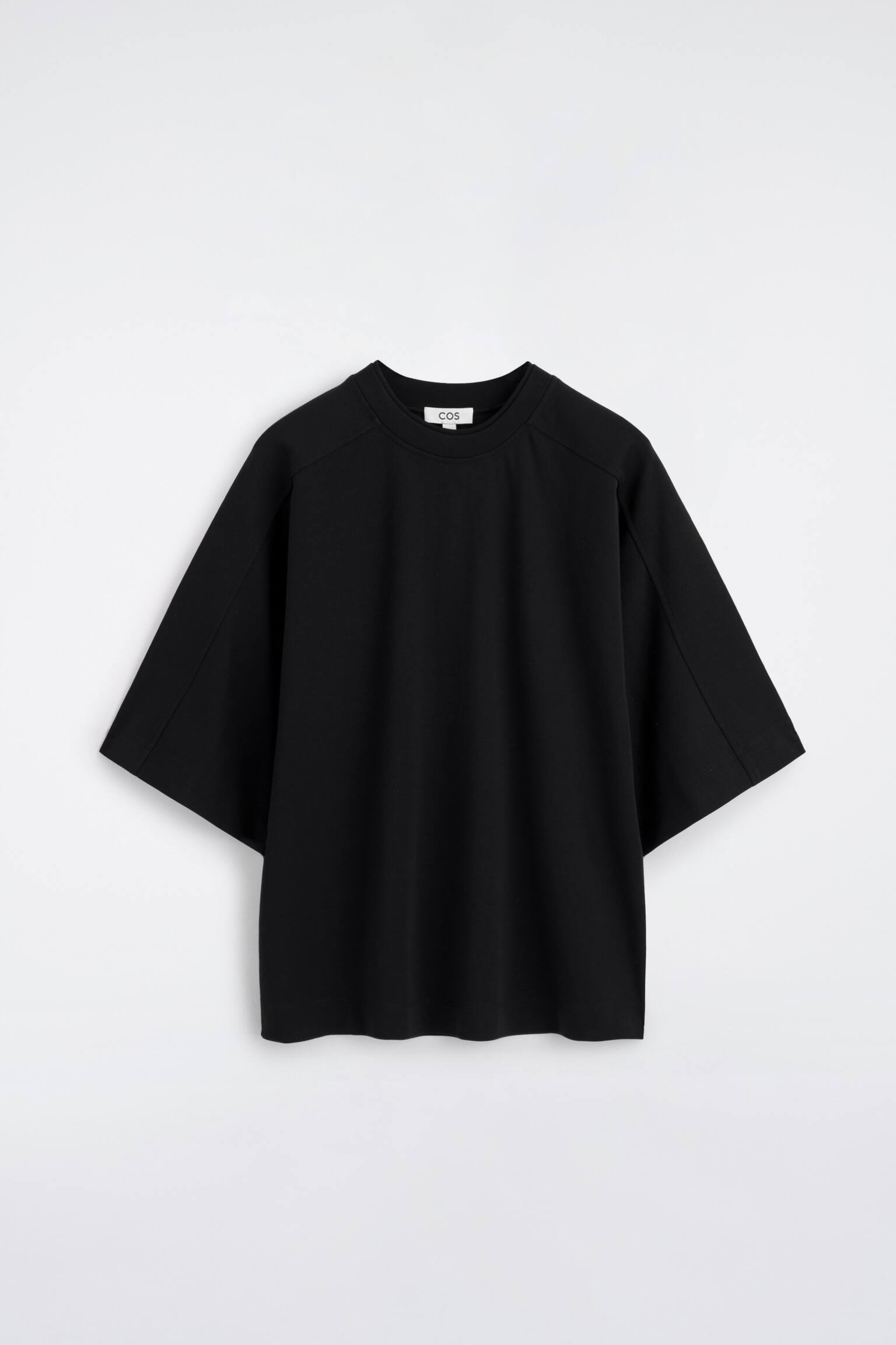 OVERSIZED INTERLOCK COTTON T-SHIRT - שחור - 1