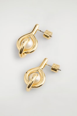 SCULPTURAL PEARL EARRINGS — ZŁOCISTY/ PERŁA 3