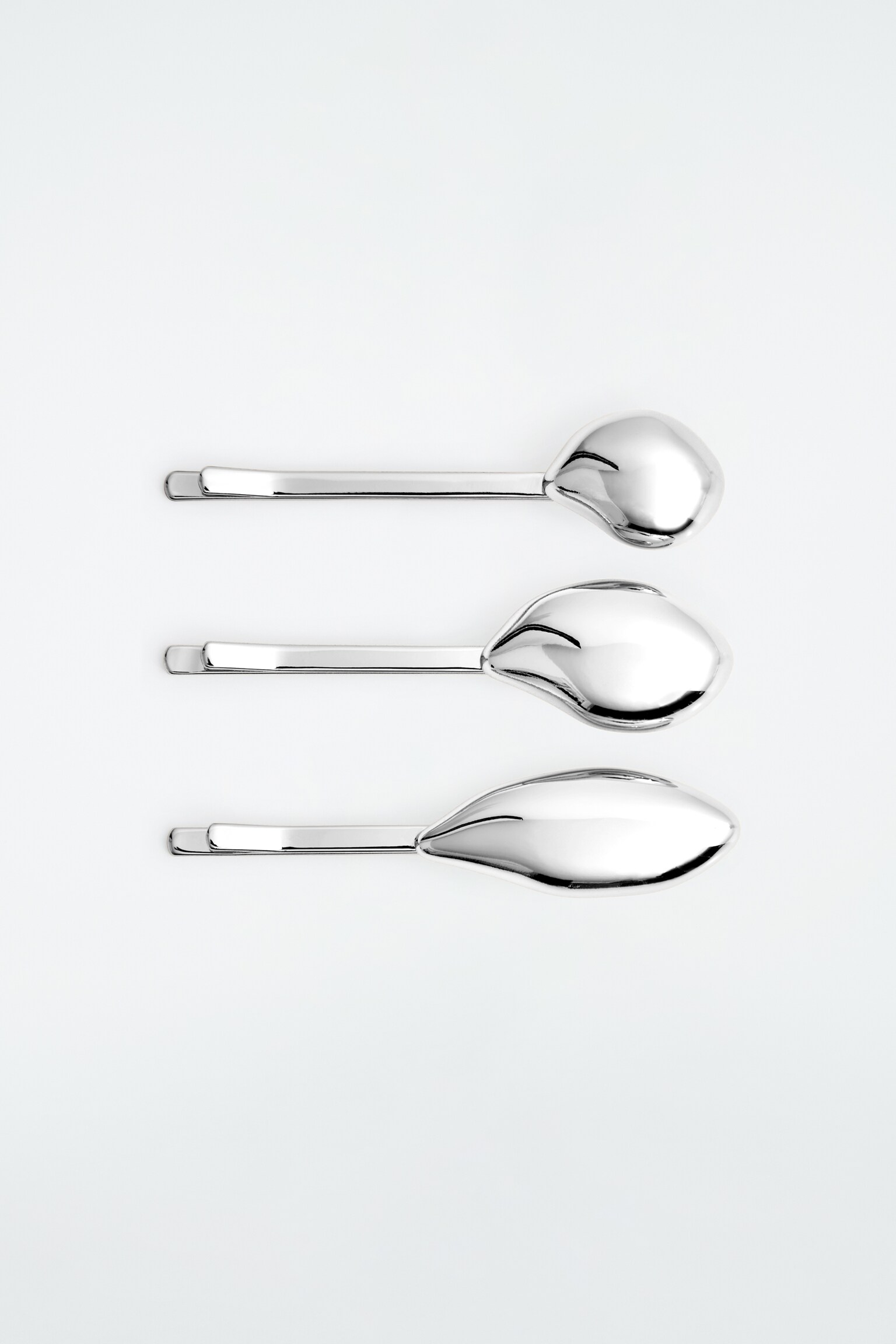 3-PACK CHUNKY DROPLET HAIR SLIDES - SILVER/GOLD