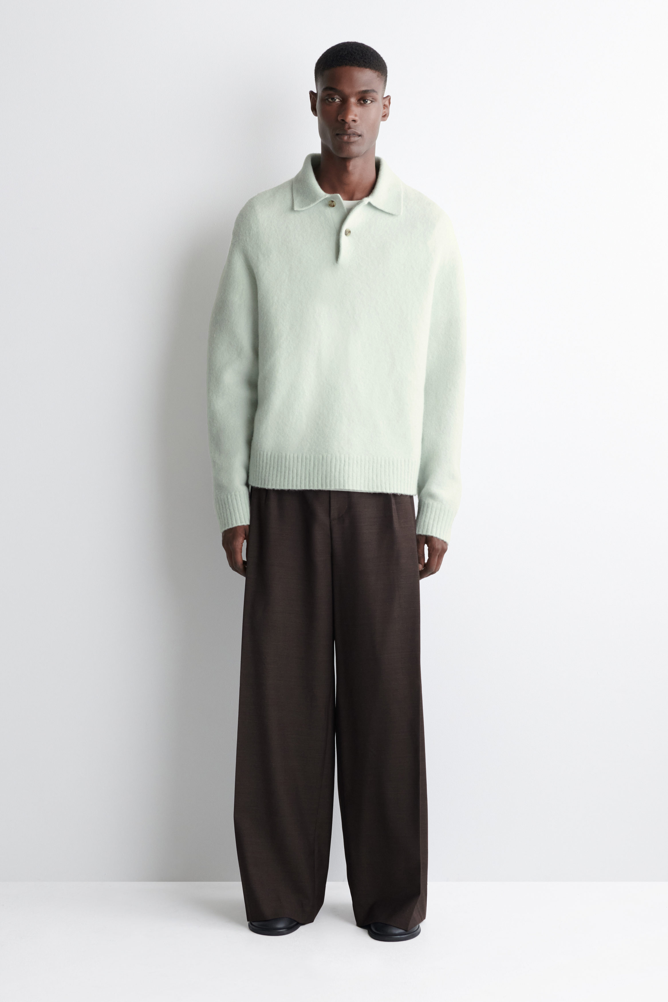 BRUSHED-WOOL POLO SHIRT - ICE BLUE | COS US