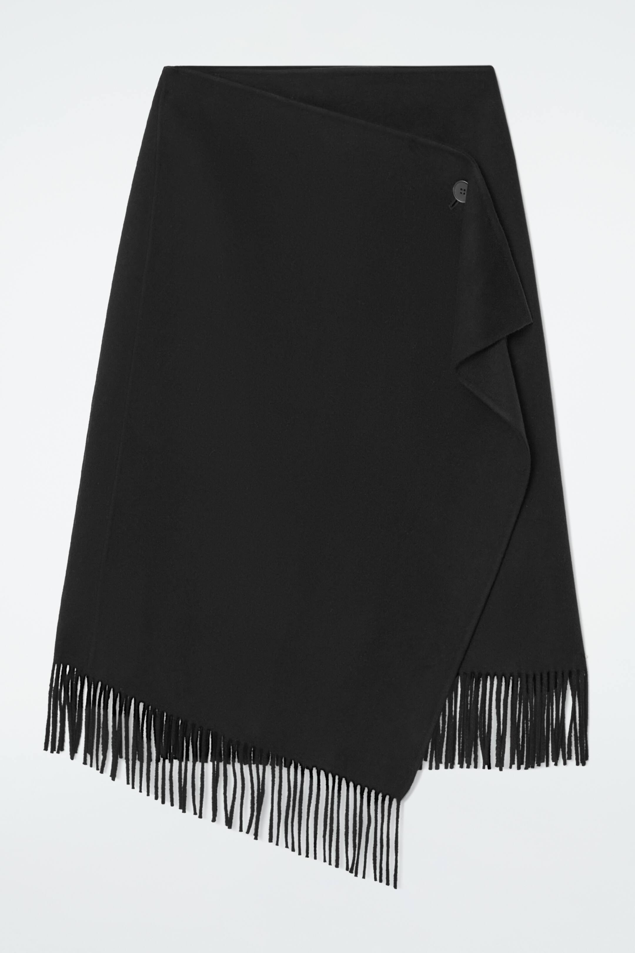 Visualizza l'immagine ingrandita: MIDI-WICKELROCK AUS WOLLE MIT FRANSEN - SCHWARZ - DONNA | H&M CH 1